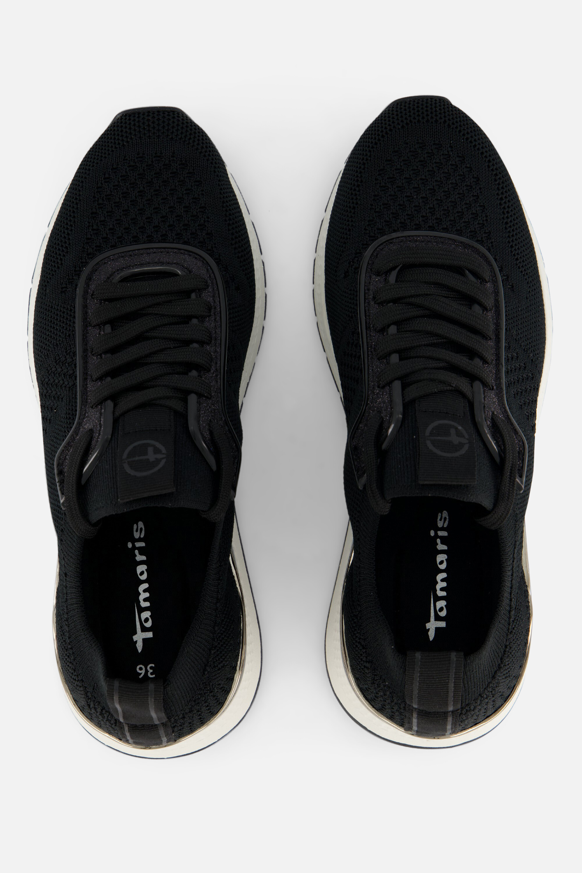 Tamaris Gold Comb Sneakers zwart Textiel afbeelding 2