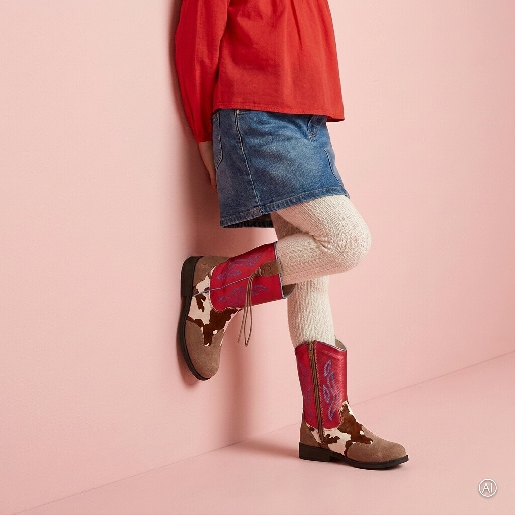 Shoesme Shoesme Cowboylaarzen rood Leer