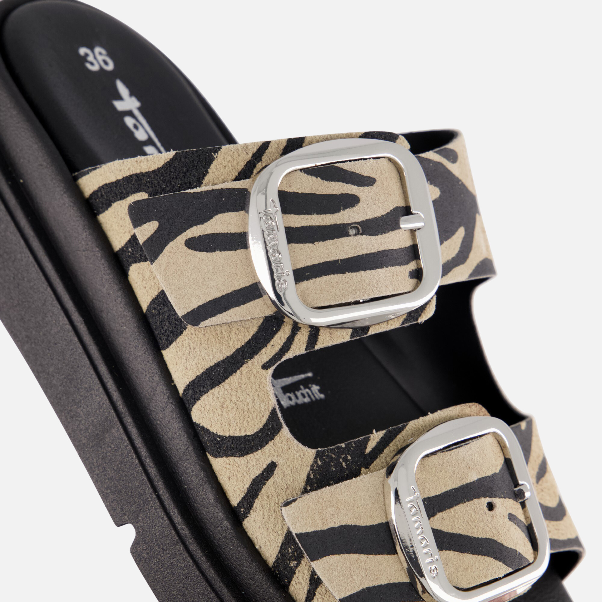Tamaris Zebra Slippers zwart Leer afbeelding 4