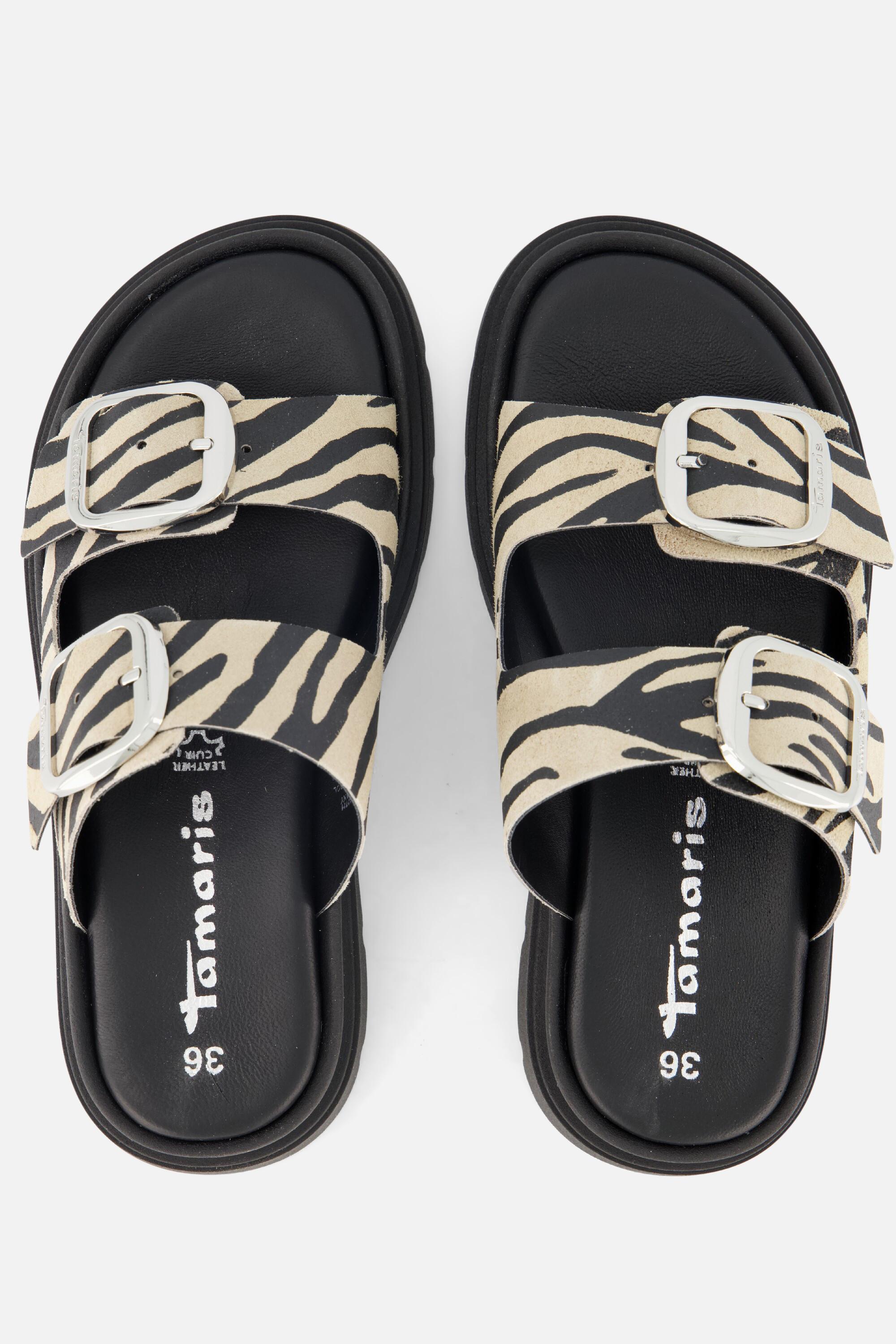 Tamaris Zebra Slippers zwart Leer afbeelding 2