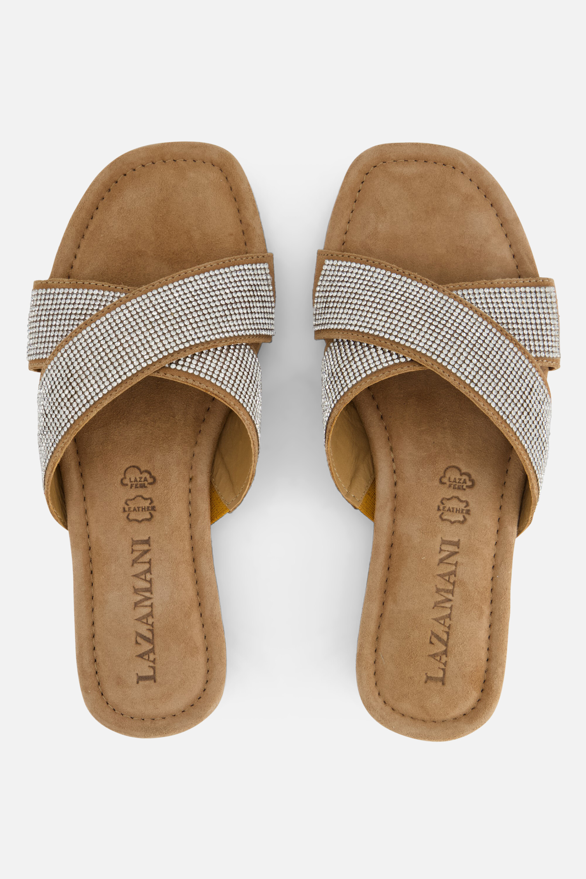 Lazamani Slippers zilver Leer afbeelding 2