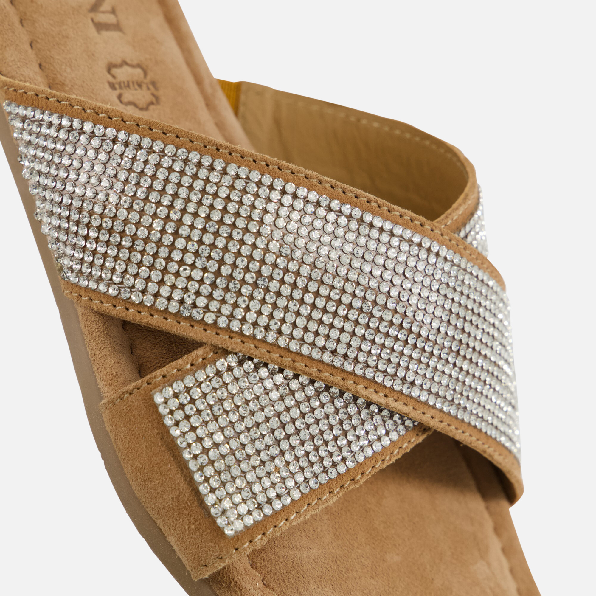 Lazamani Slippers zilver Leer afbeelding 4