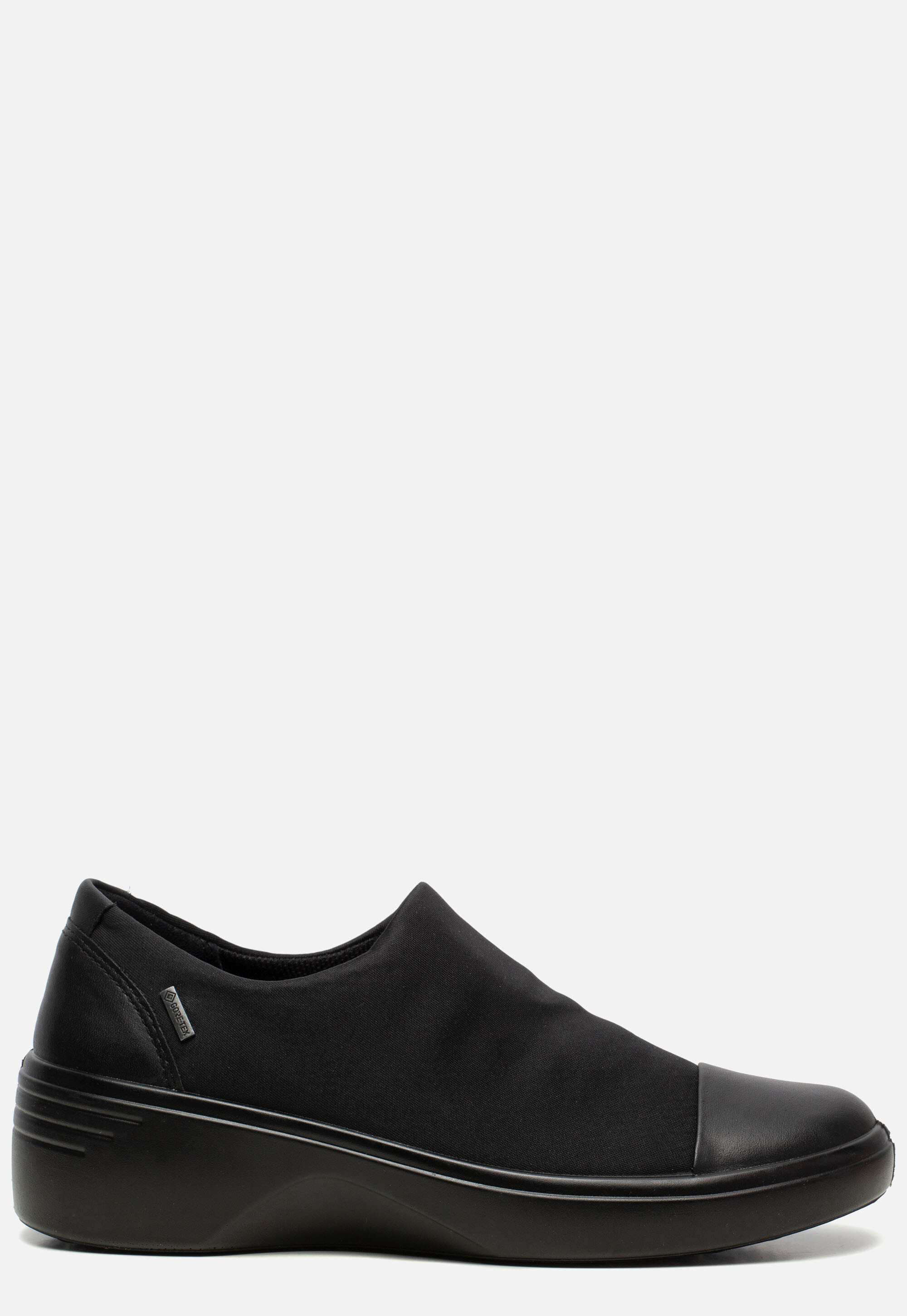 Ecco Soft 7 Wedge Instappers zwart Textiel afbeelding 2