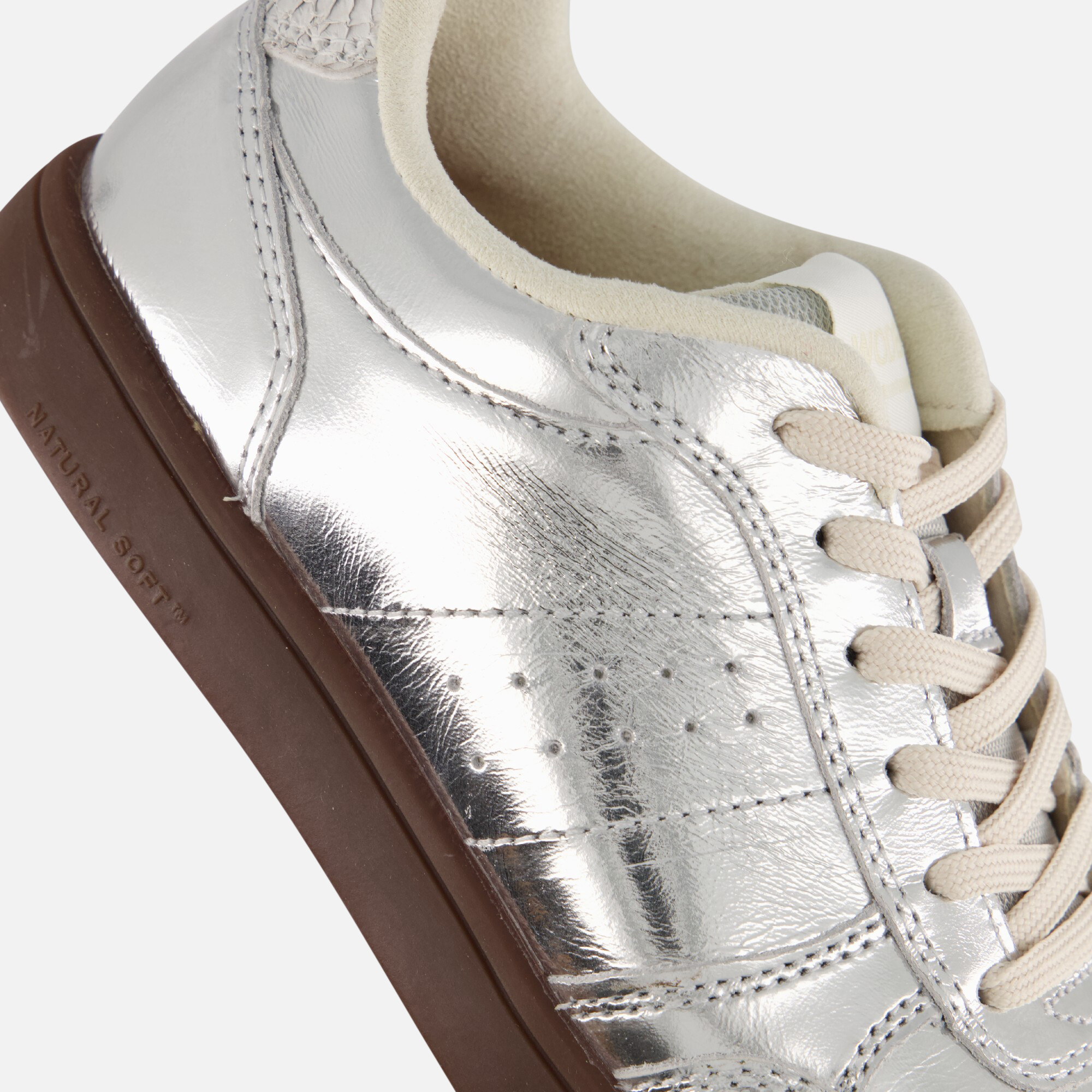 Woden Bjork Sneakers zilver Leer afbeelding 4