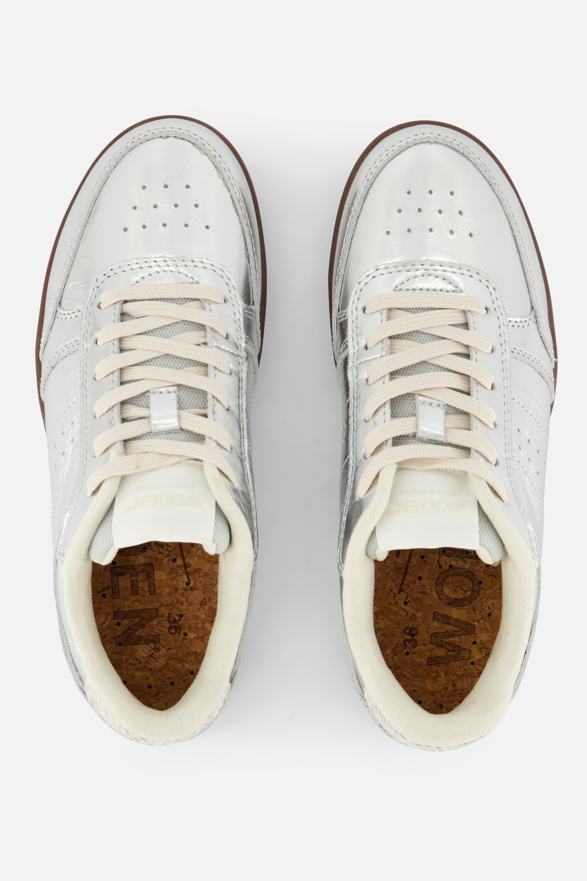 Woden Bjork Sneakers zilver Leer afbeelding 2