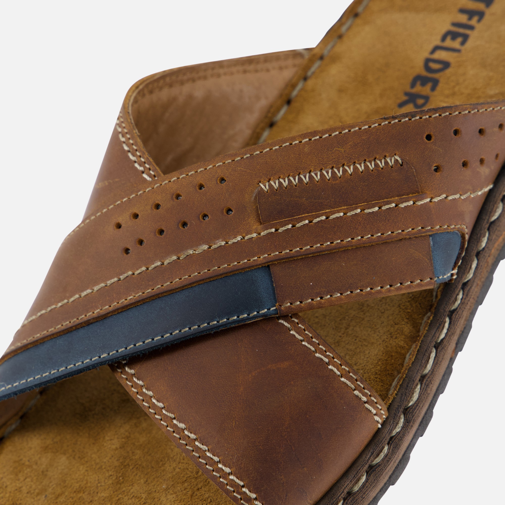 Outfielder Slippers cognac Leer afbeelding 4