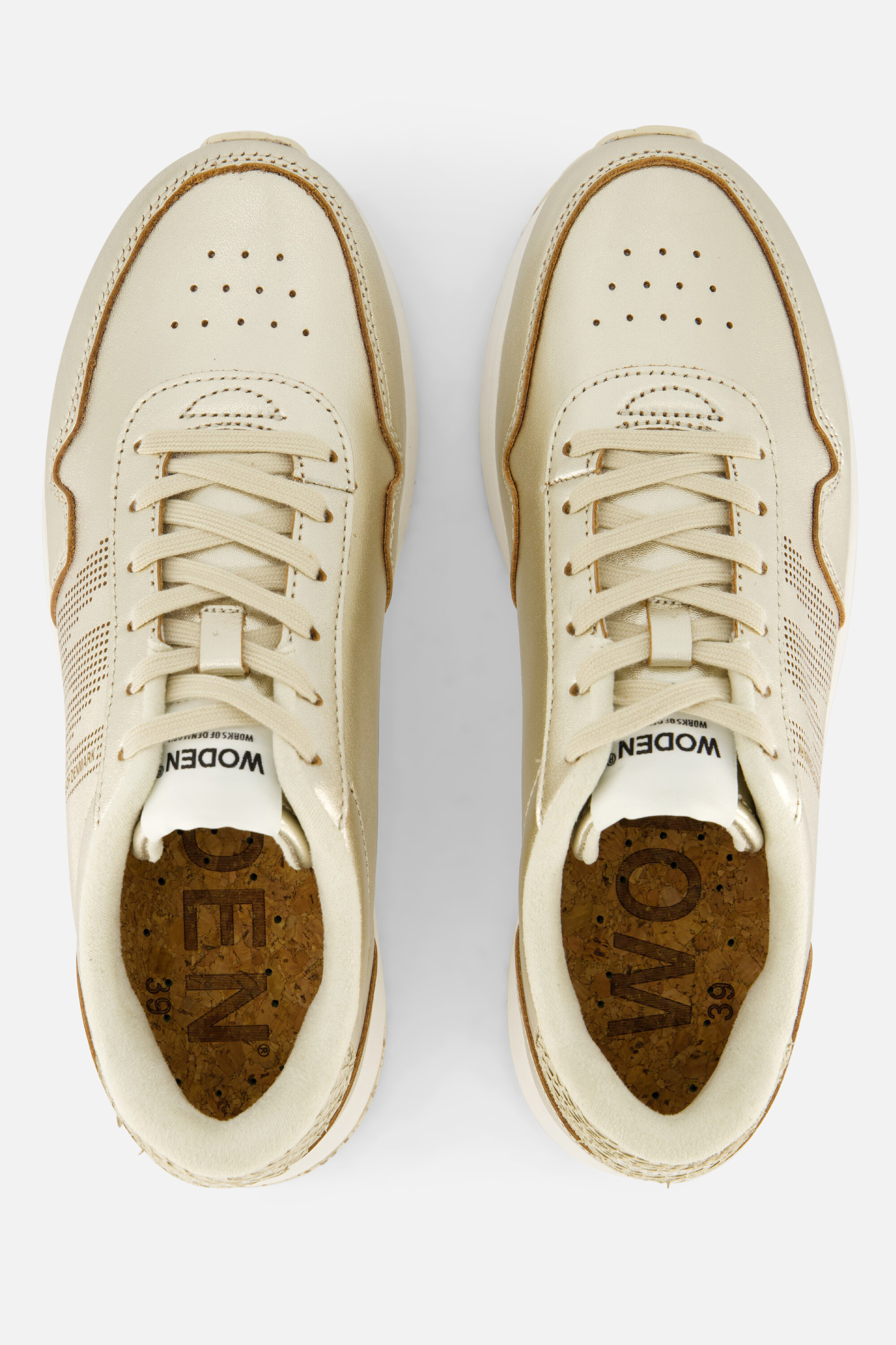 Woden Nora Natural Soft Sneakers goud Leer afbeelding 2