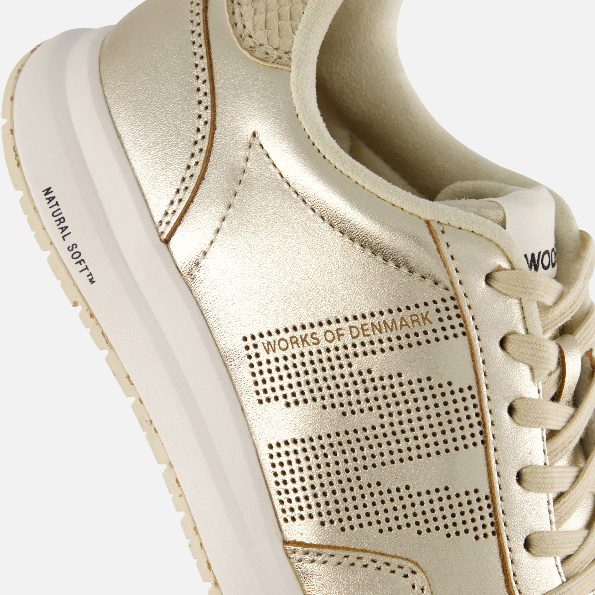 Woden Nora Natural Soft Sneakers goud Leer afbeelding 4