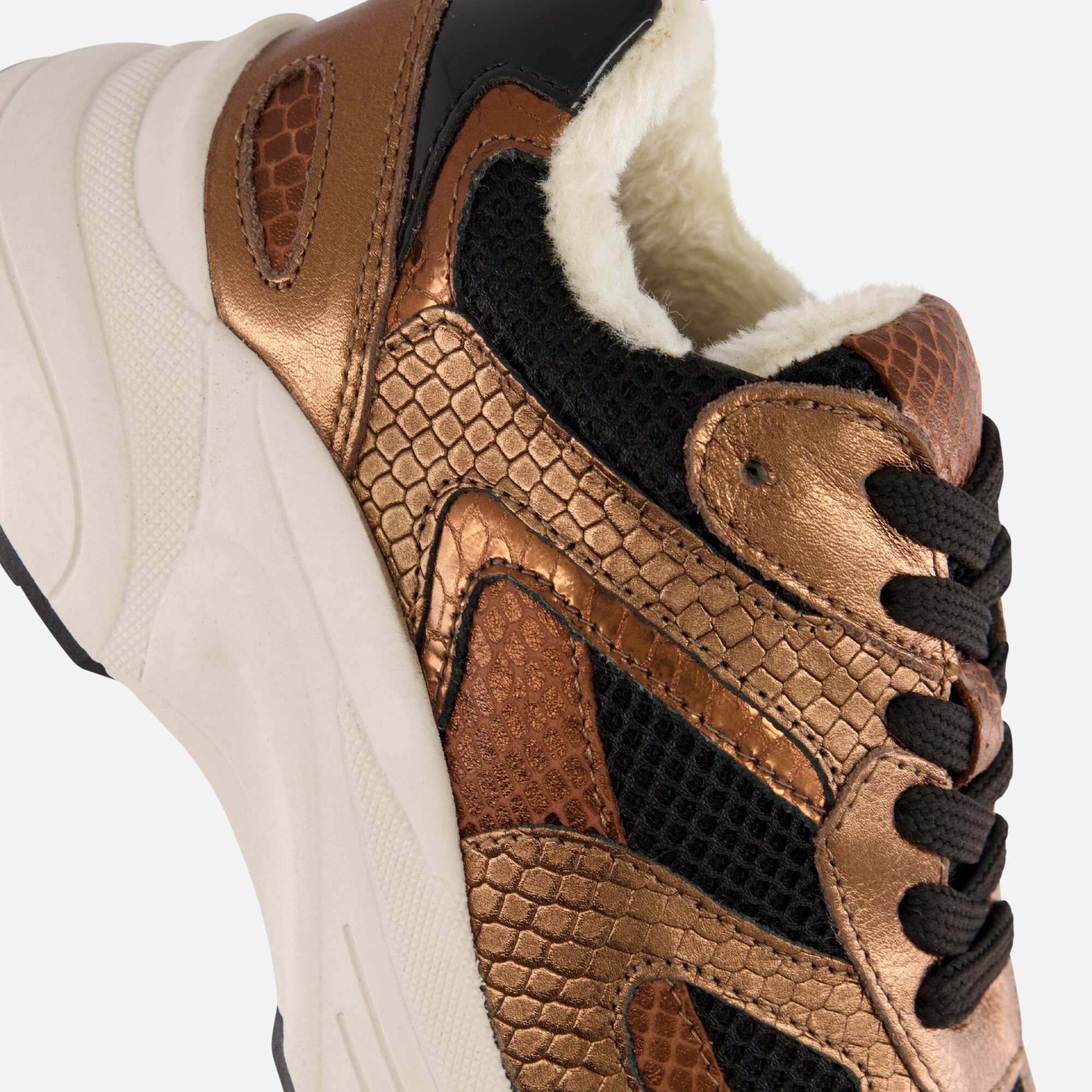 PS Poelman Sneakers Metallic bruin Leer afbeelding 4