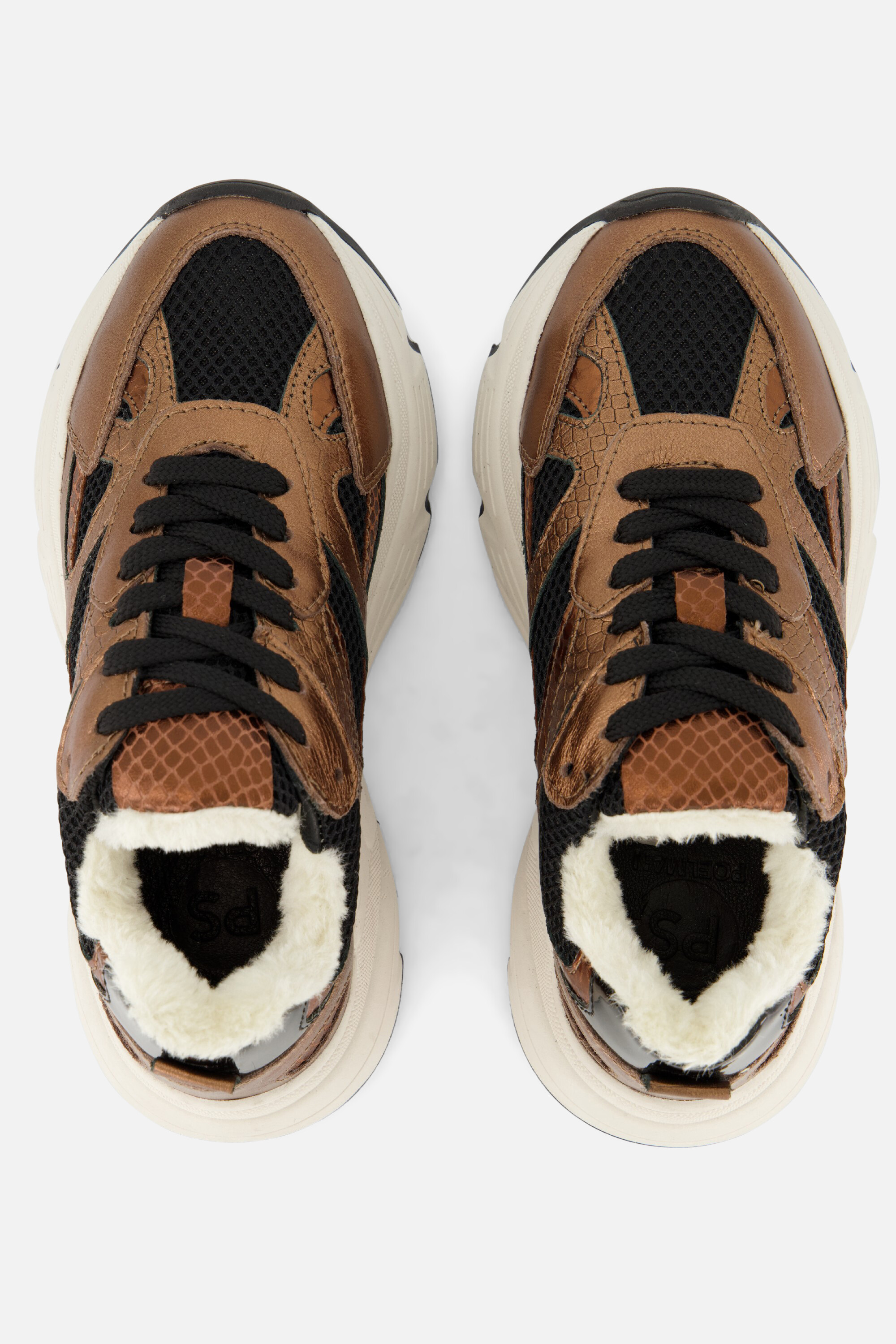 PS Poelman Sneakers Metallic bruin Leer afbeelding 2