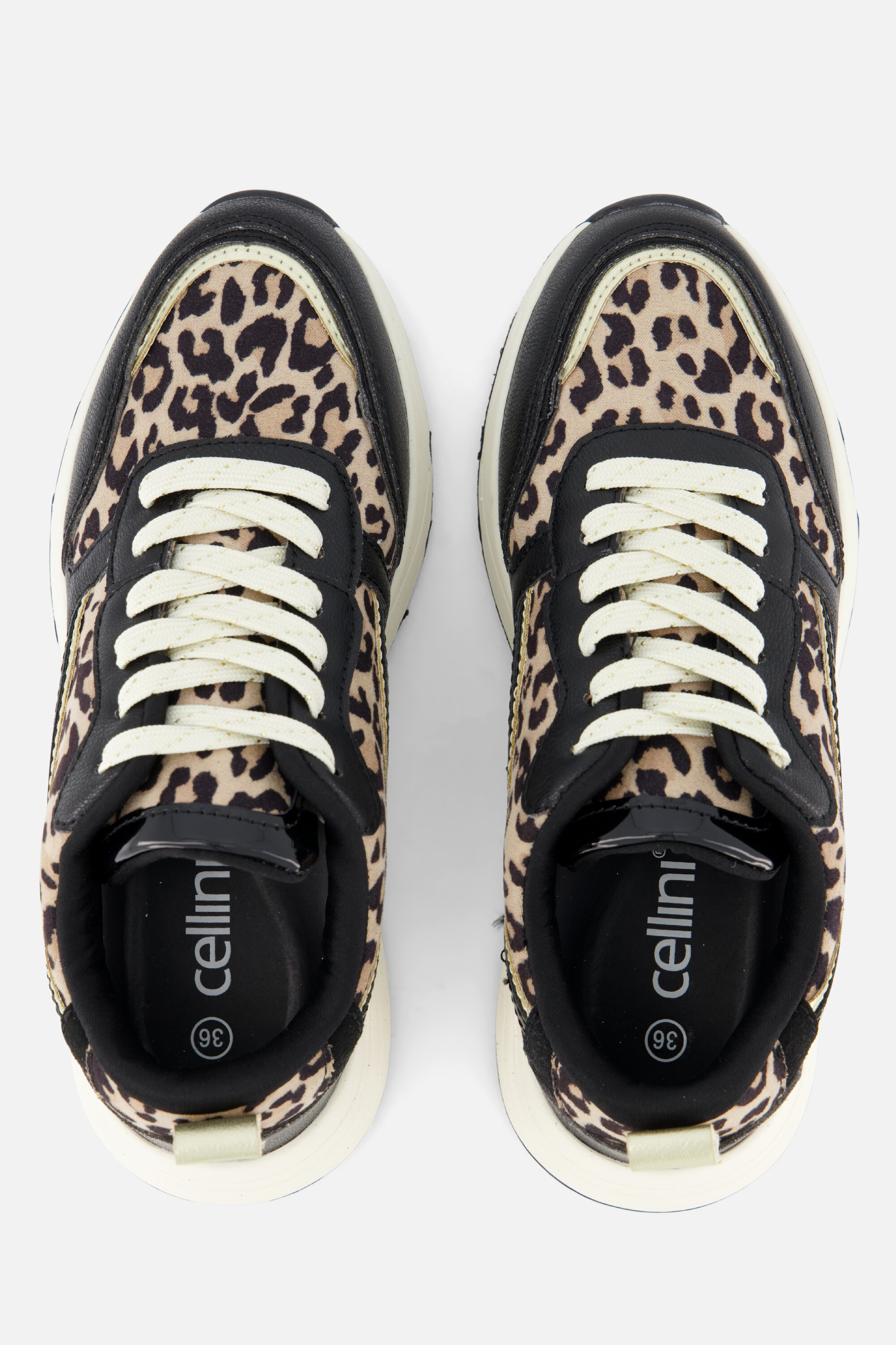 Cellini Leopard Sneakers zwart Textiel afbeelding 3