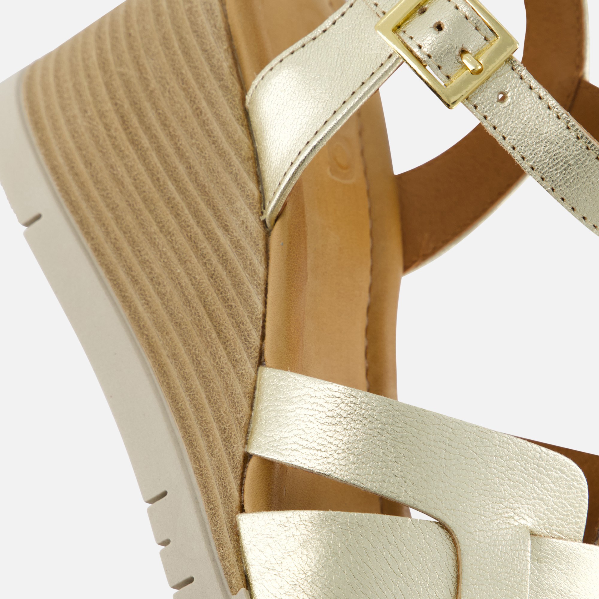 Aqa Sandalen met sleehak goud Leer afbeelding 4