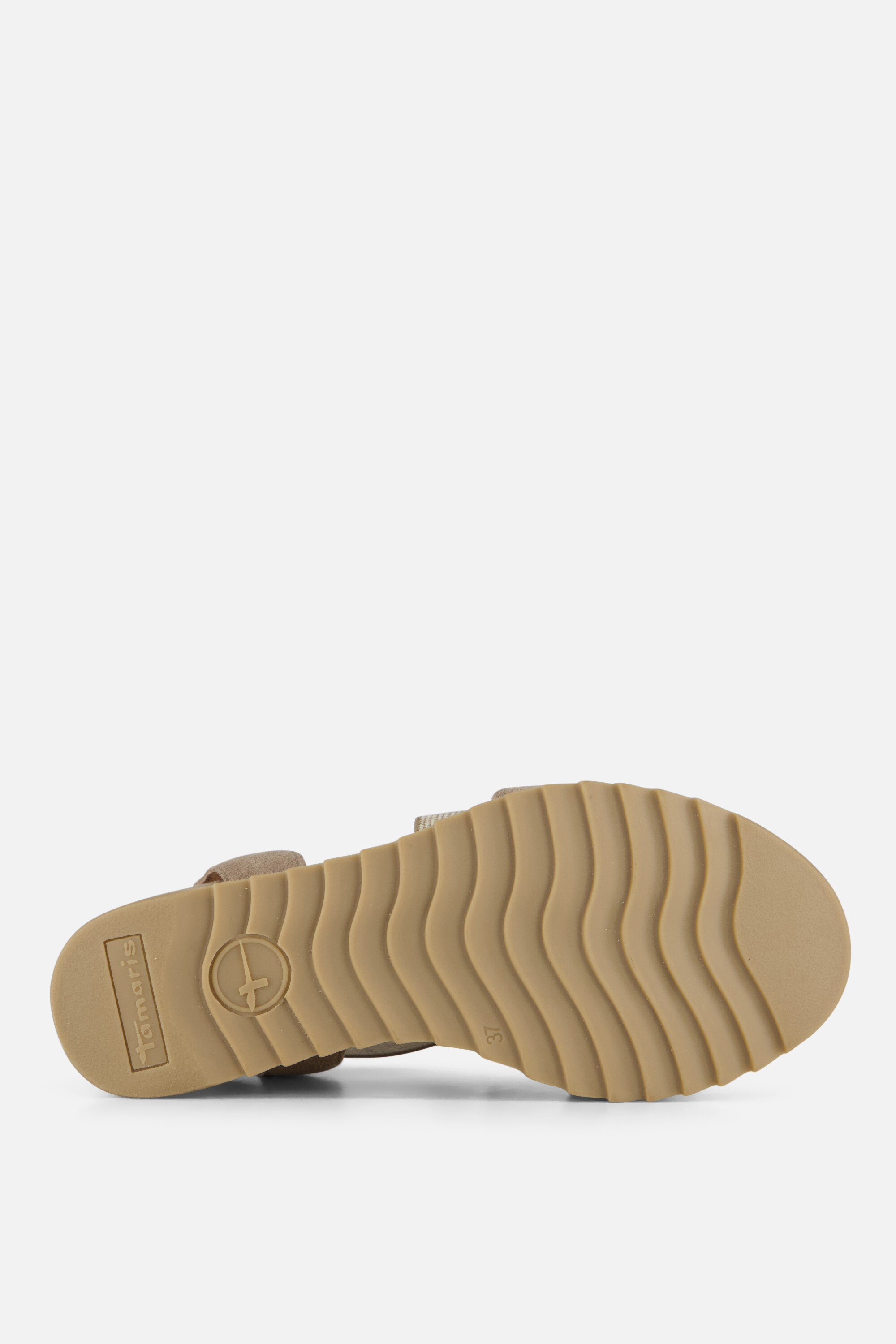 Tamaris Sandalen met sleehak taupe Leer afbeelding 2