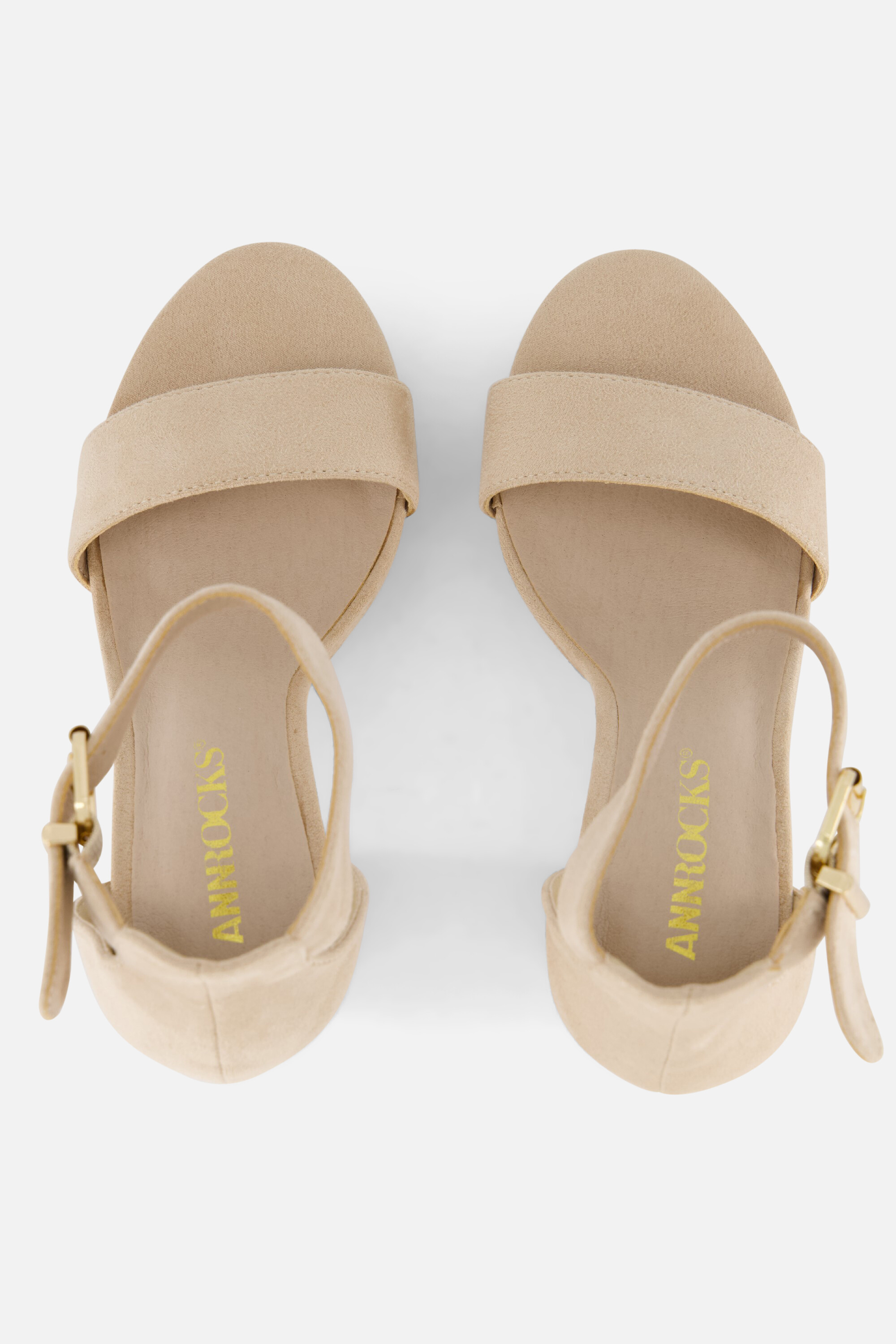 Ann Rocks Sandalen met hak beige Textiel afbeelding 3