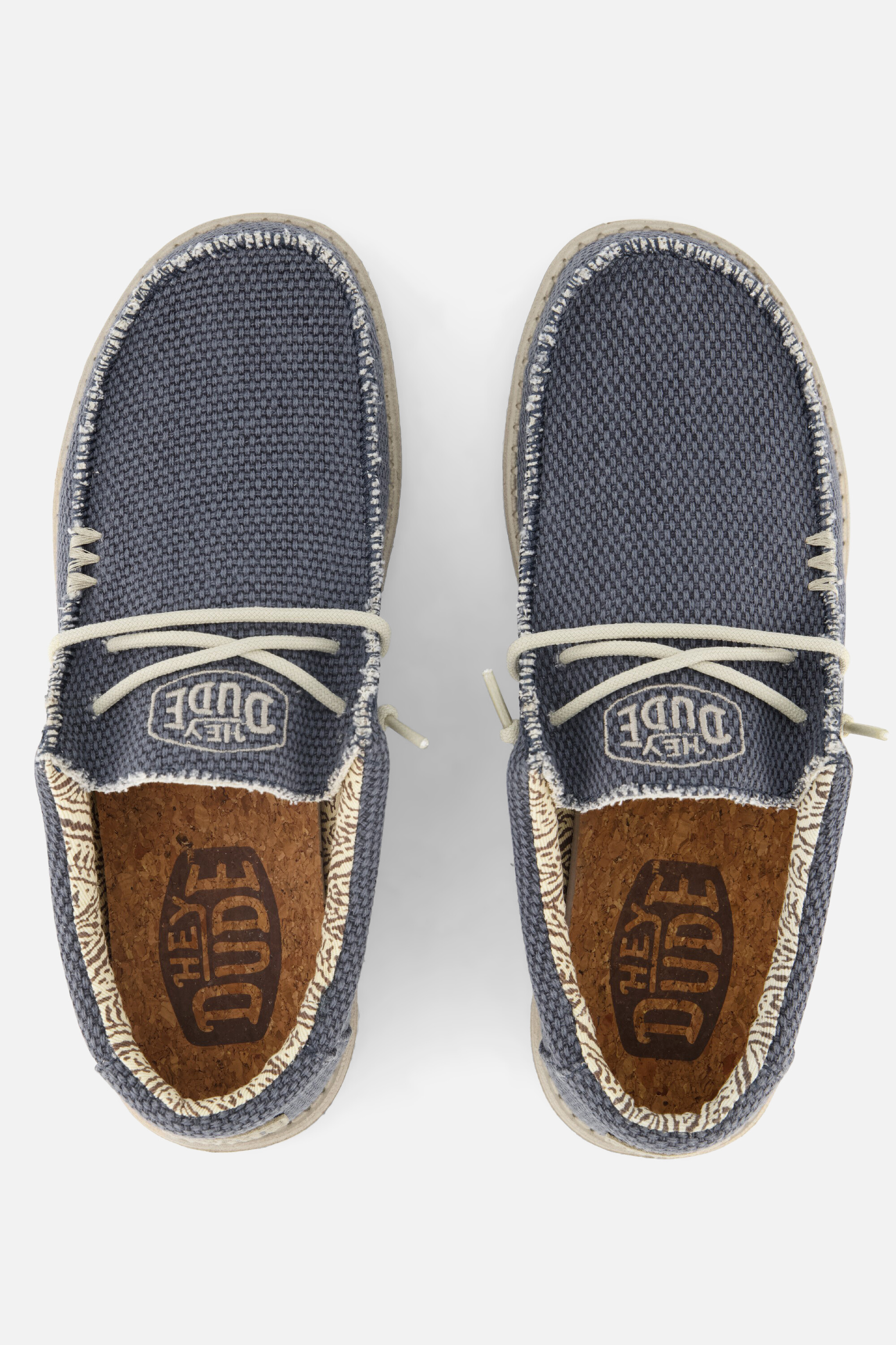 HEYDUDE Wally Braided Instappers blauw Canvas afbeelding 2