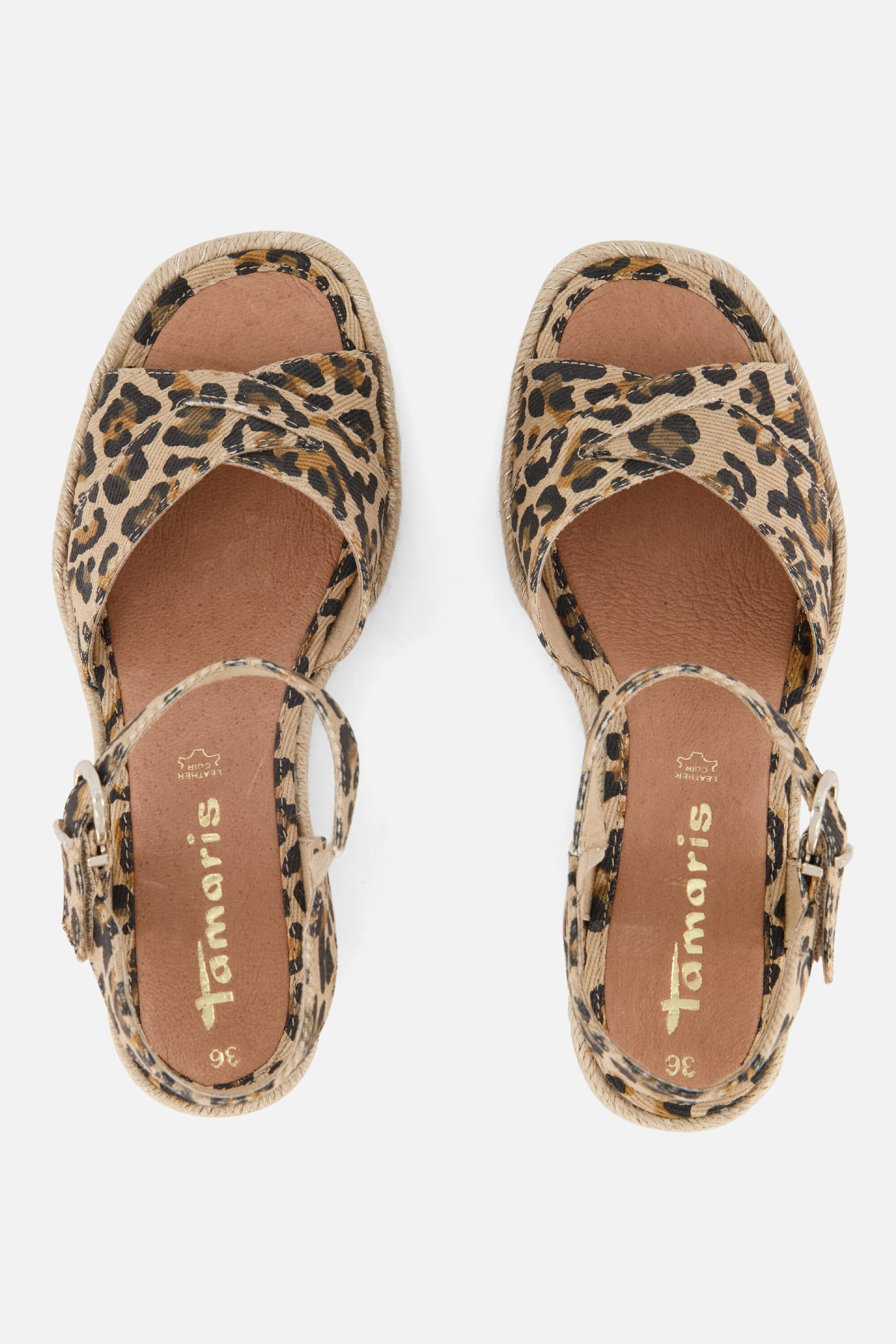 Tamaris Leopard Espadrilles met hak bruin Textiel afbeelding 2