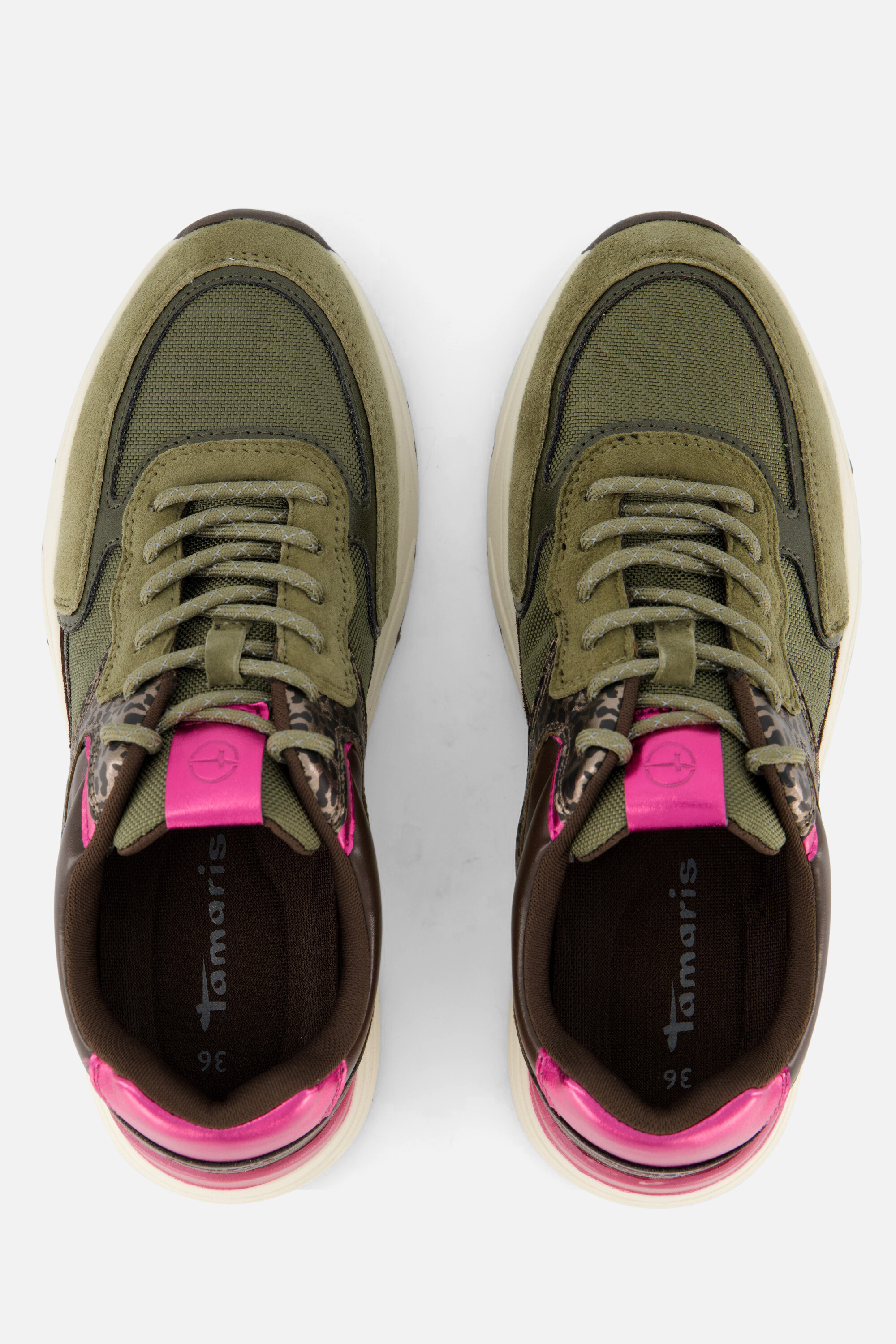 Tamaris Leopard Sneakers groen Textiel afbeelding 2