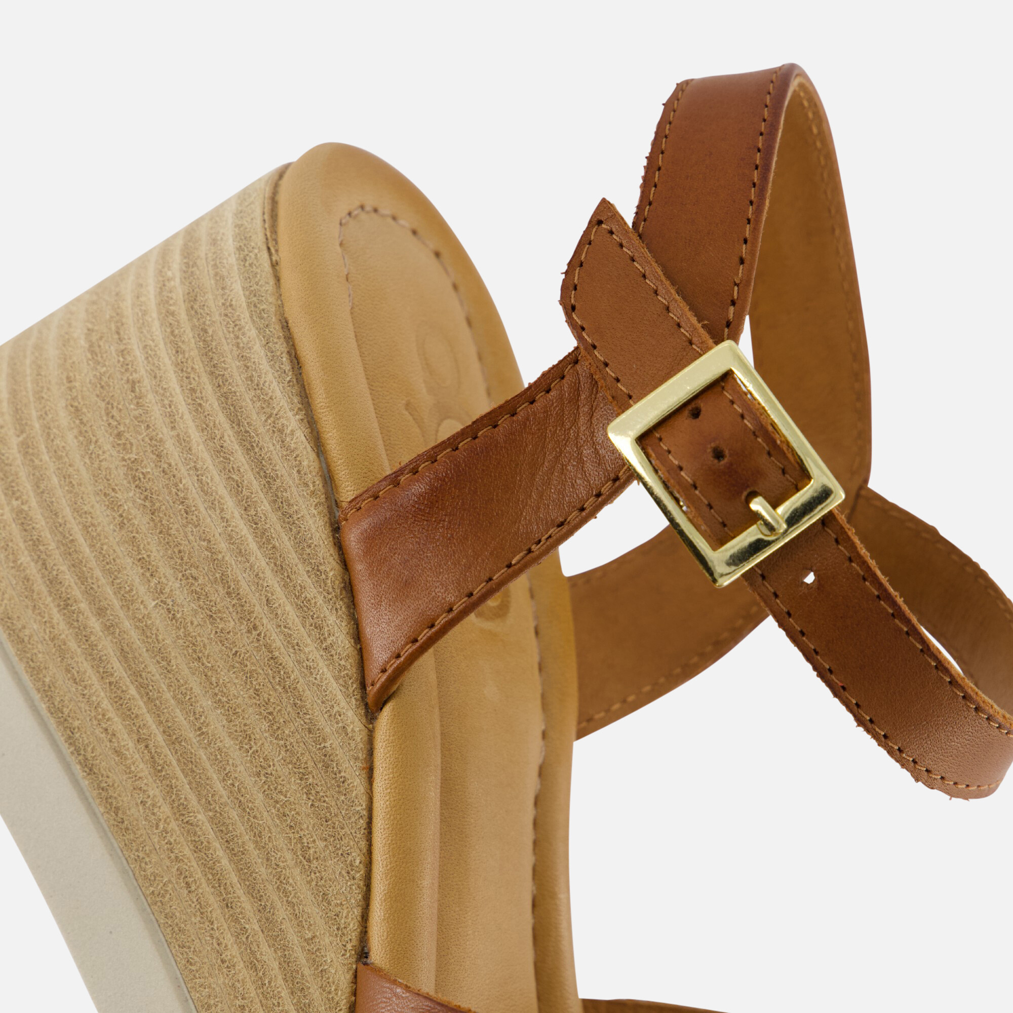 Aqa Sandalen met sleehak cognac Leer afbeelding 3