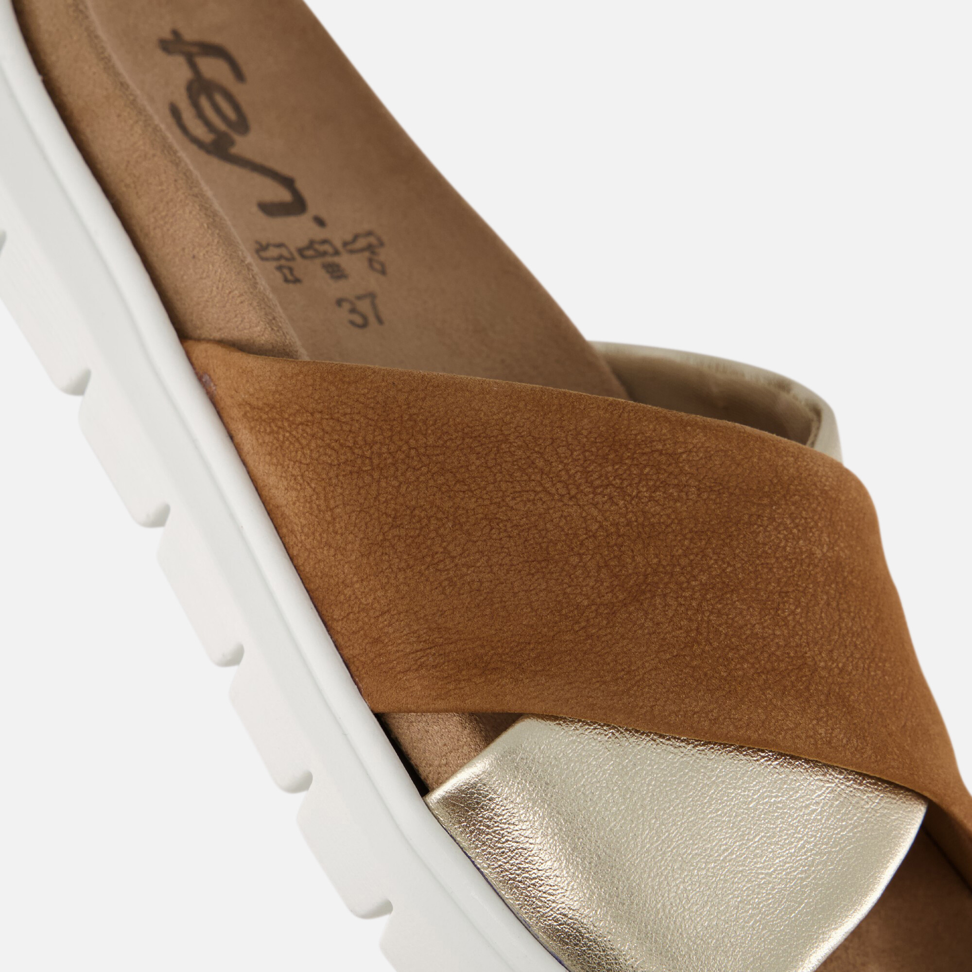 Feyn Slippers cognac Leer afbeelding 4