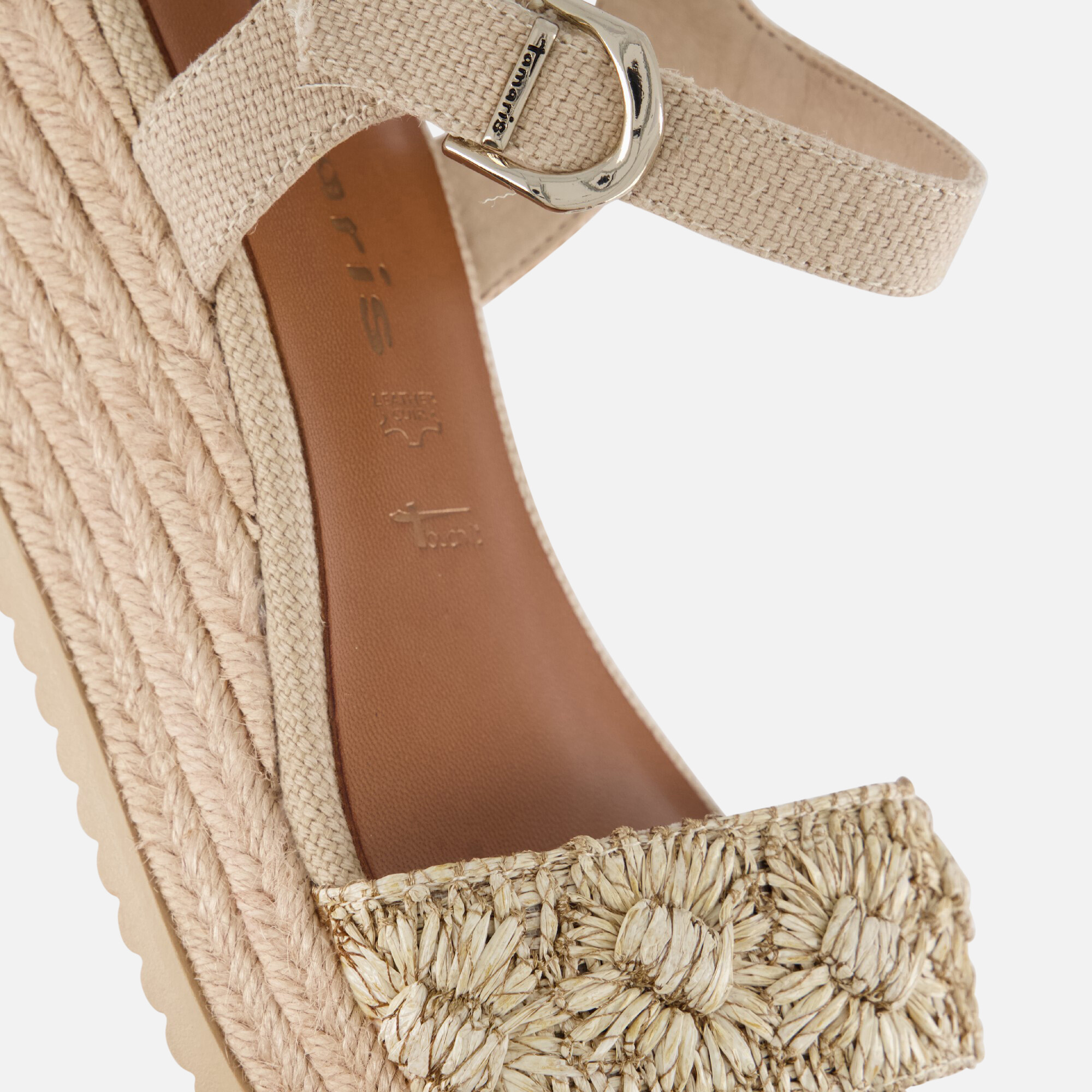 Tamaris Raffia Sandalen beige Textiel afbeelding 3