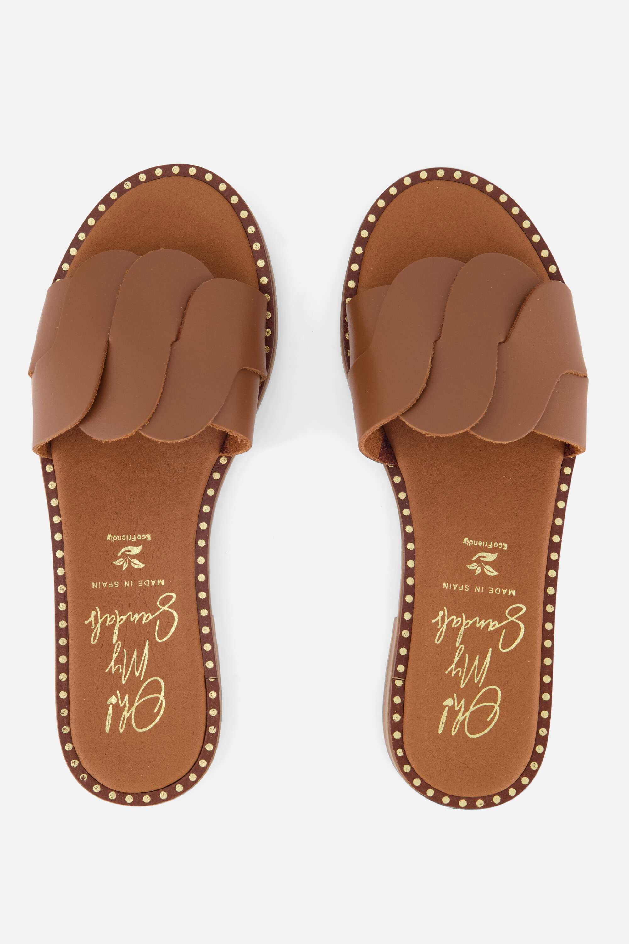 Oh My Sandals Slippers cognac Leer afbeelding 2