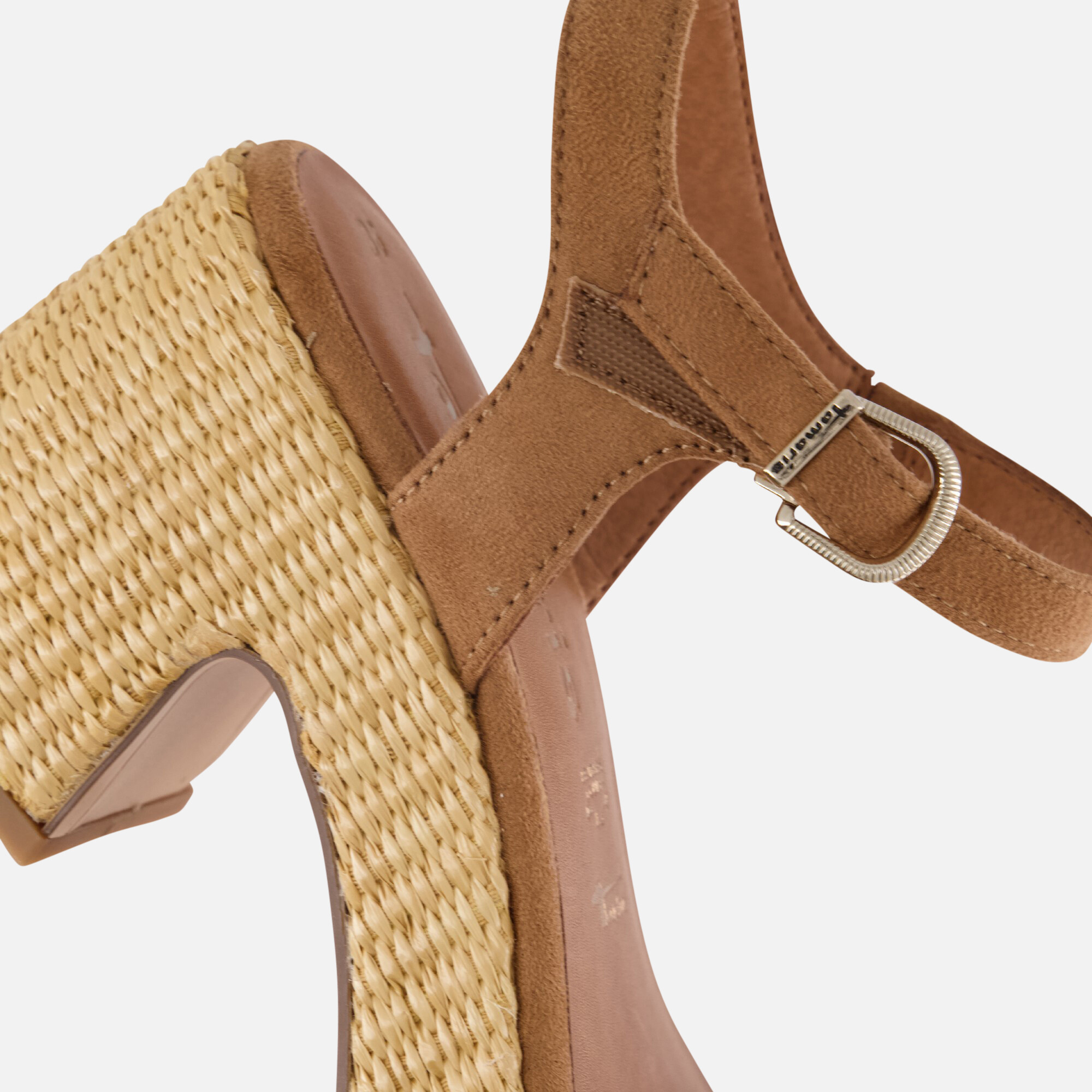 Tamaris Sandalen met hak cognac Textiel afbeelding 4