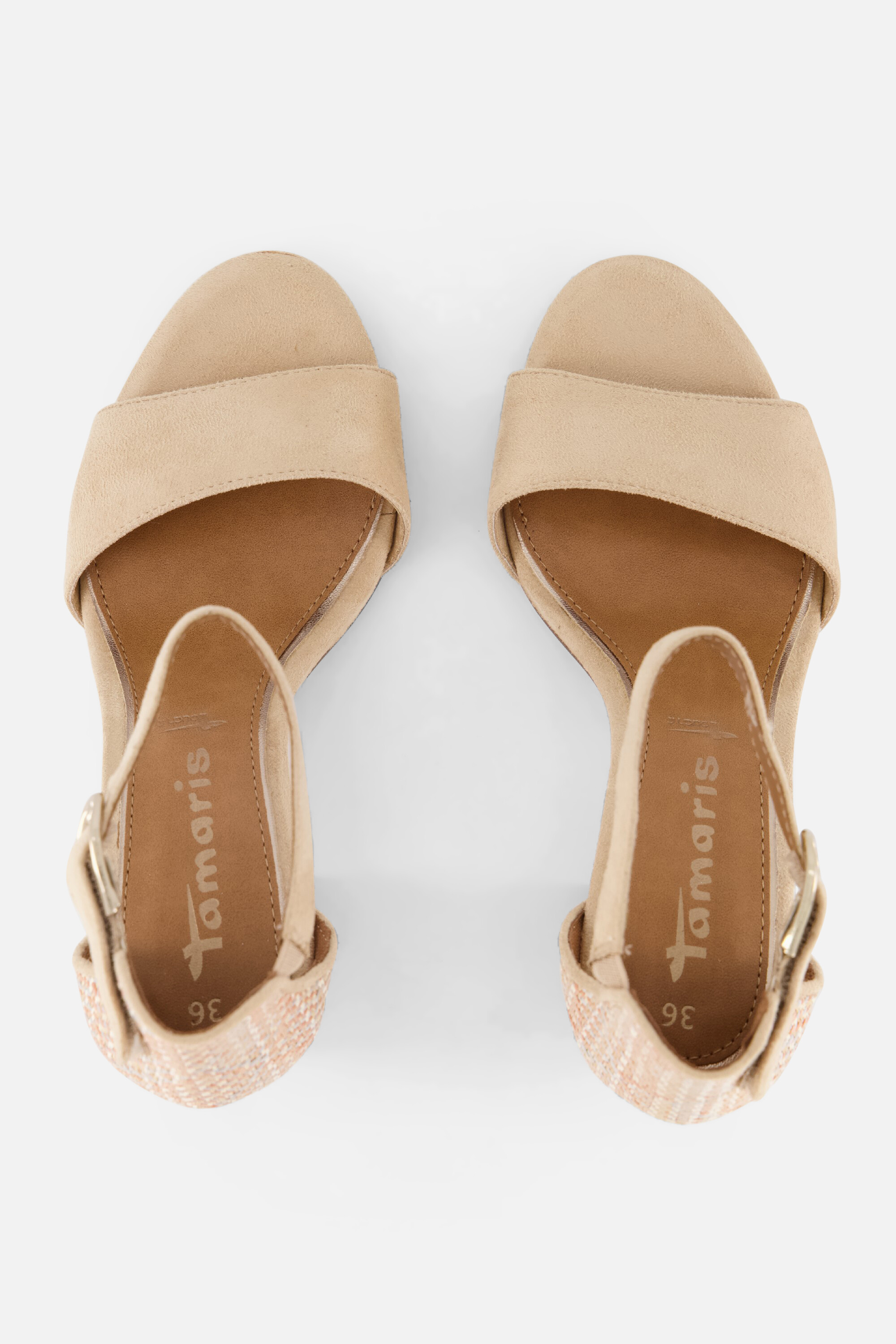 Tamaris Sandalen met hak beige Textiel afbeelding 2