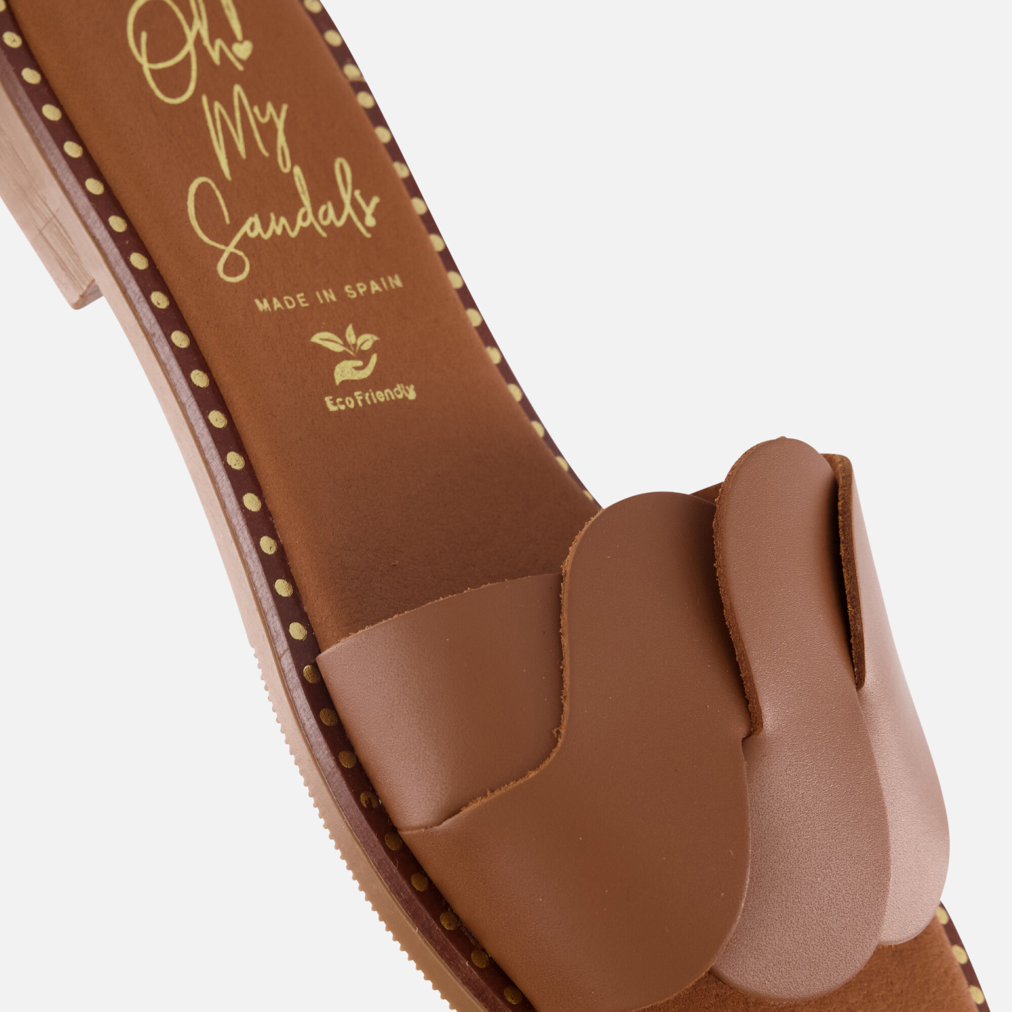 Oh My Sandals Slippers cognac Leer afbeelding 4