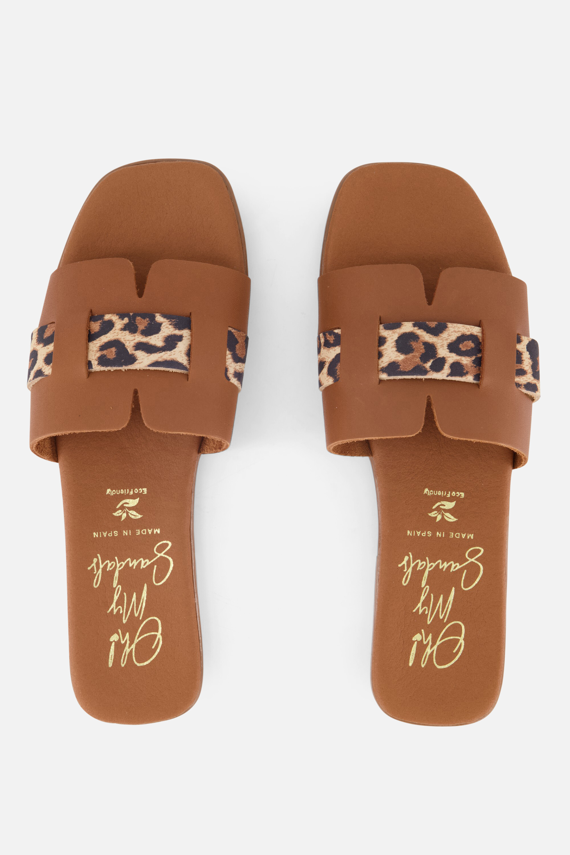 Oh My Sandals Leopard Slippers goud Leer afbeelding 2