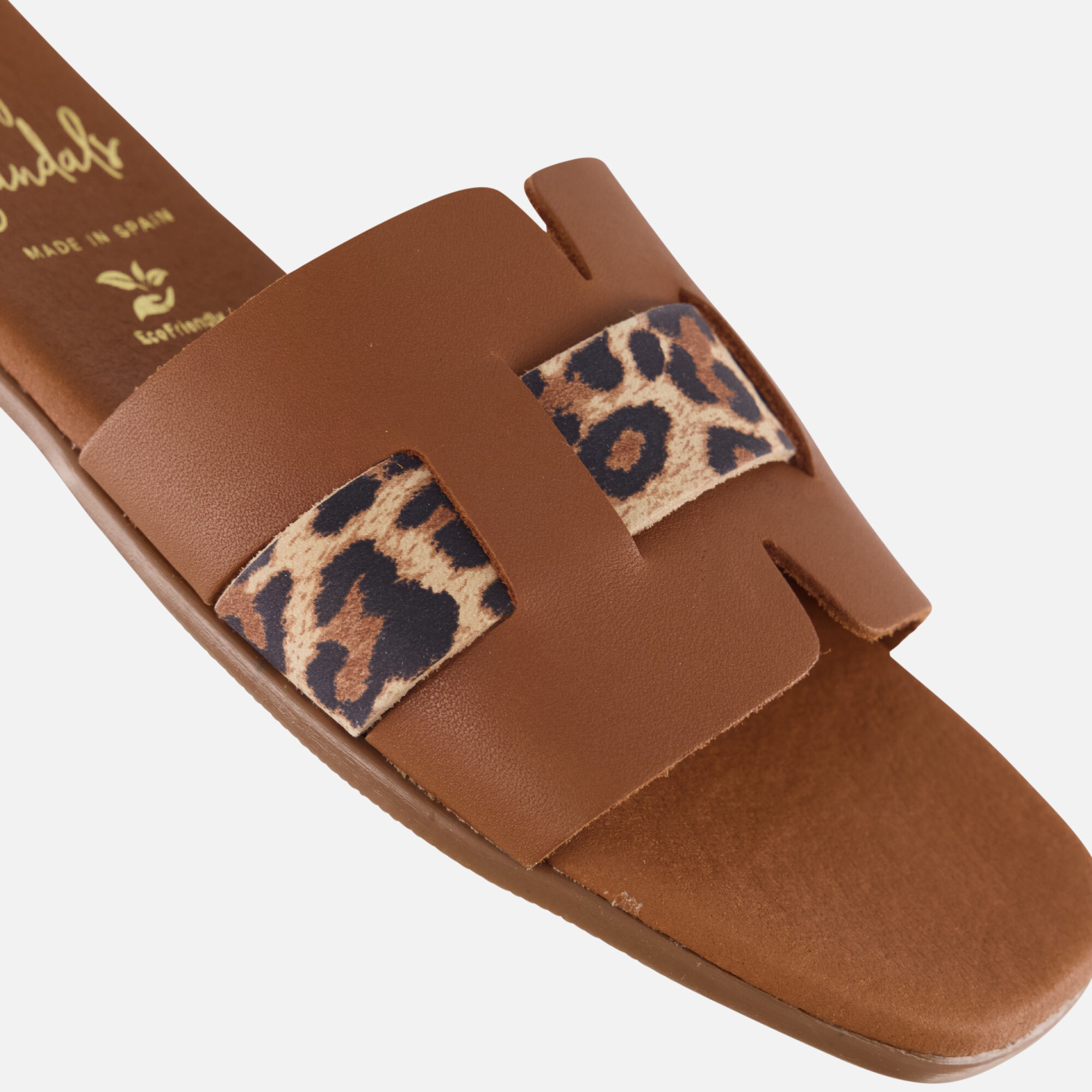 Oh My Sandals Leopard Slippers goud Leer afbeelding 4