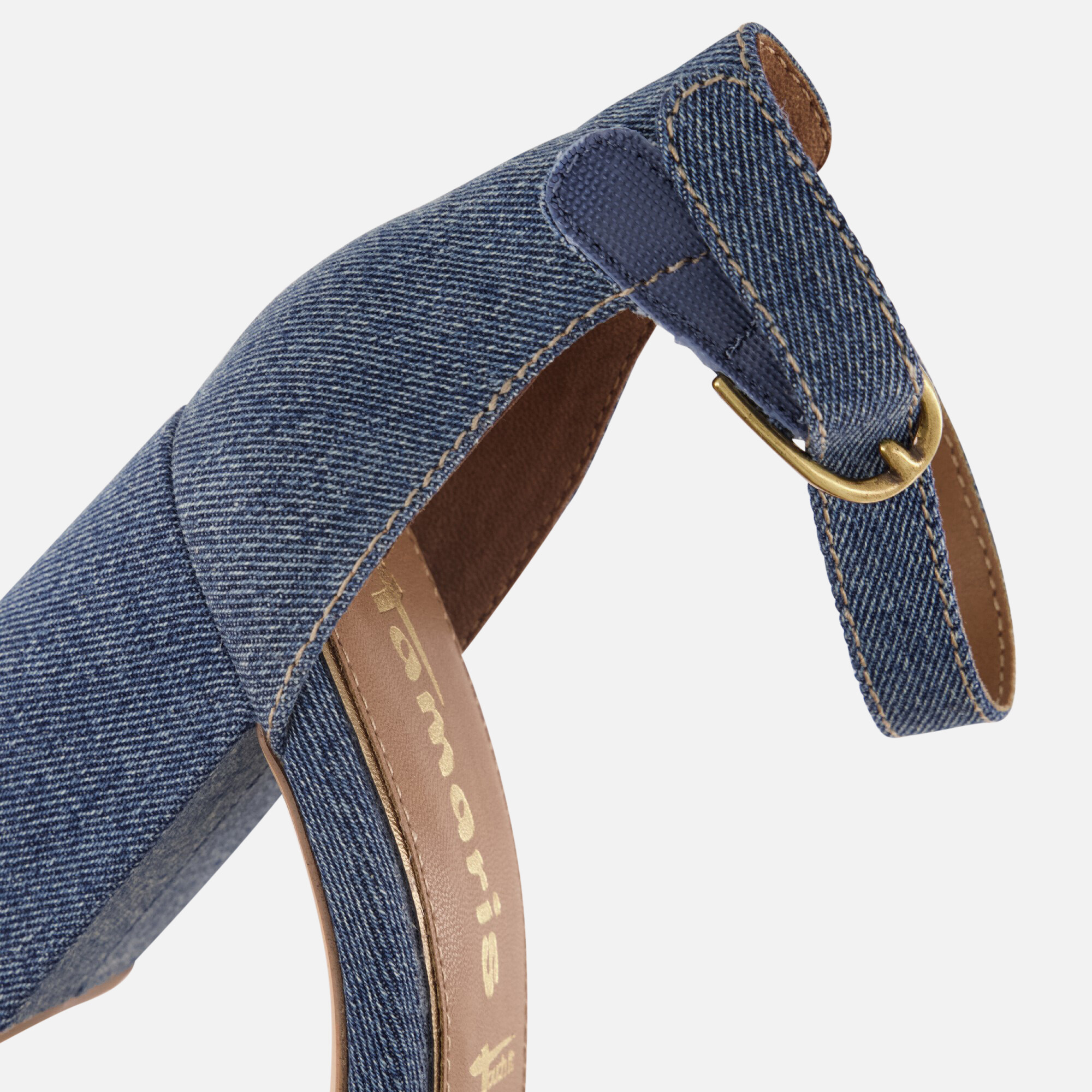 Tamaris Denim Sandalen met hak blauw Textiel afbeelding 4