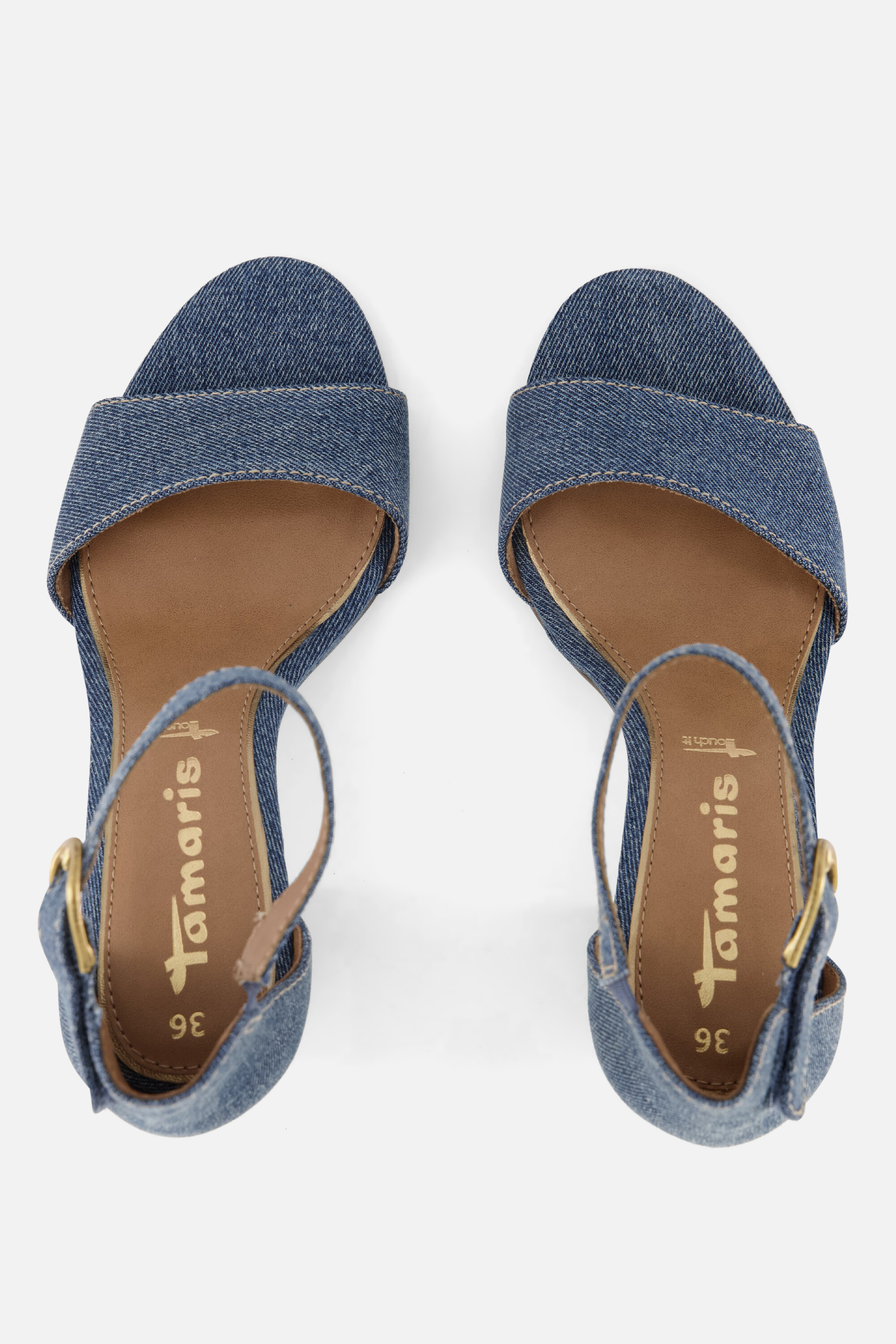 Tamaris Denim Sandalen met hak blauw Textiel afbeelding 2