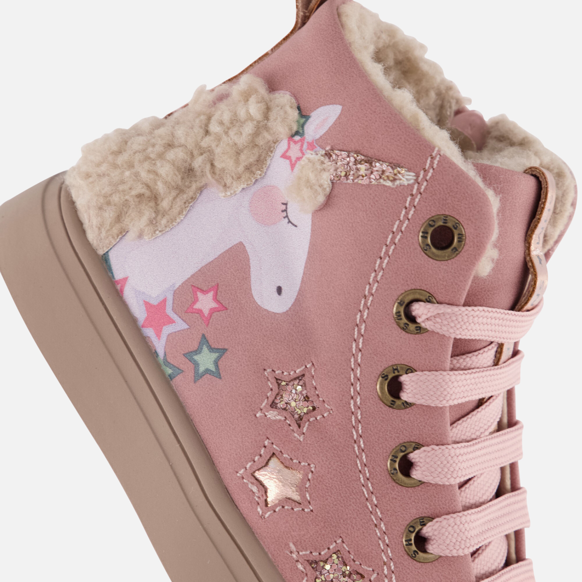 Shoesme Unicorn Veterboots roze Leer afbeelding 4