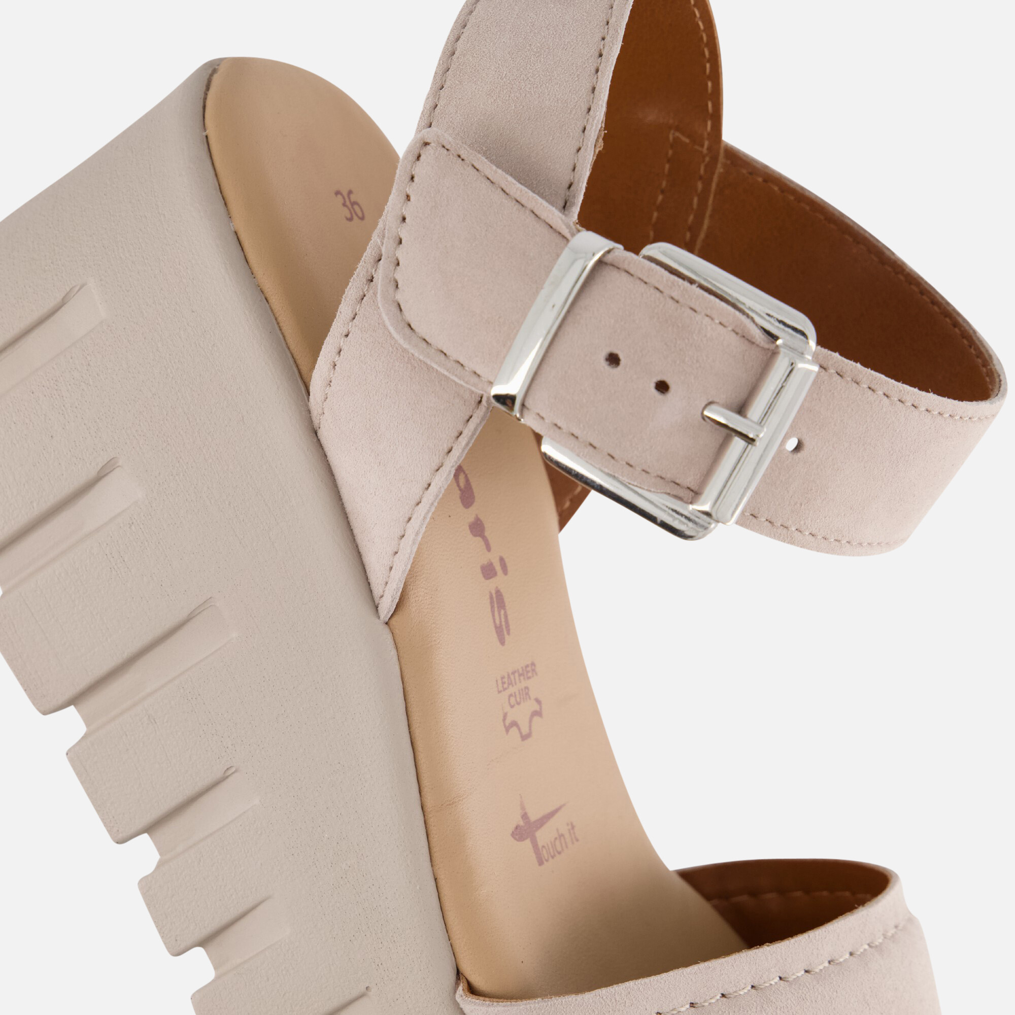 Tamaris Sandalen met hak taupe Suede afbeelding 3