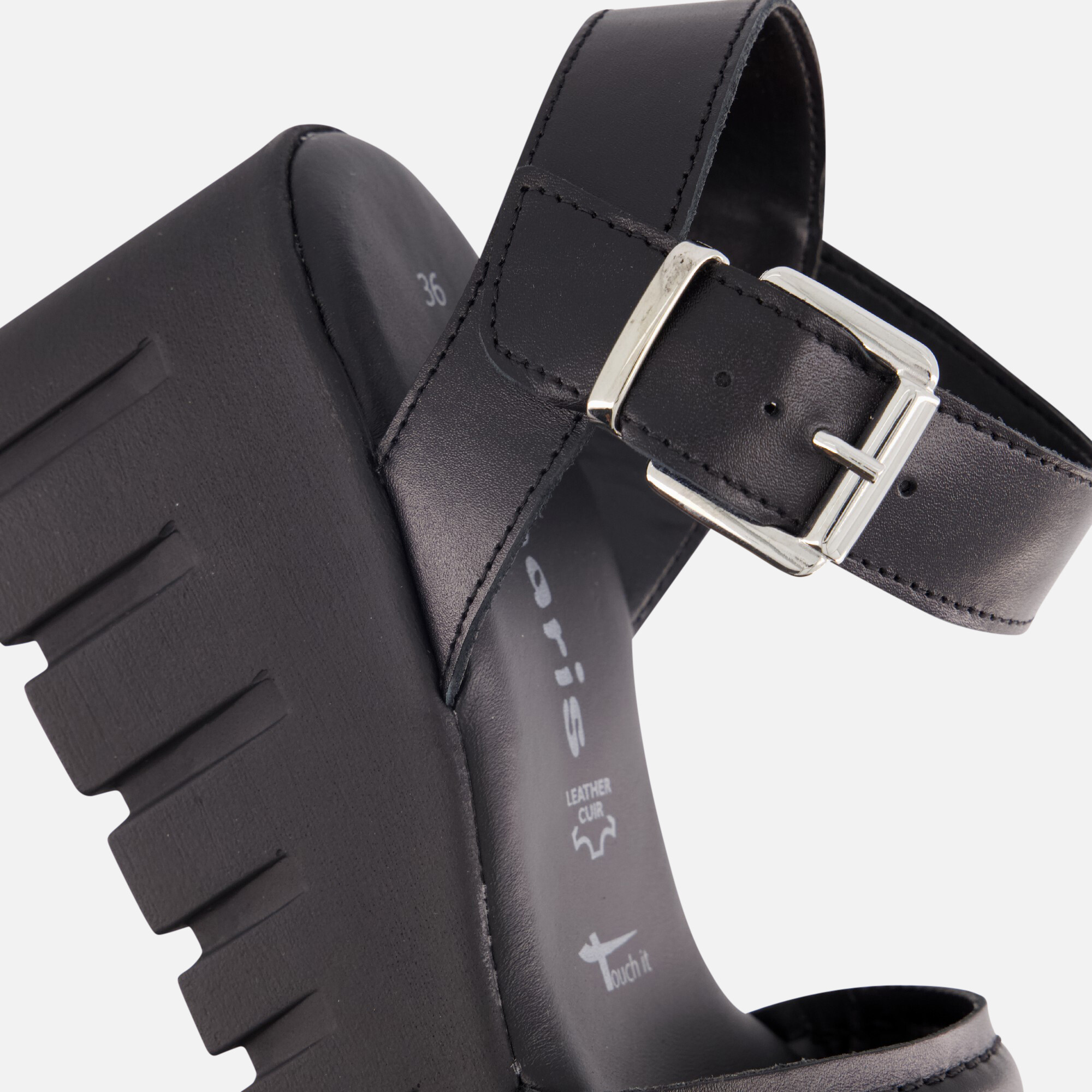 Tamaris Sandalen met hak zwart Leer afbeelding 3