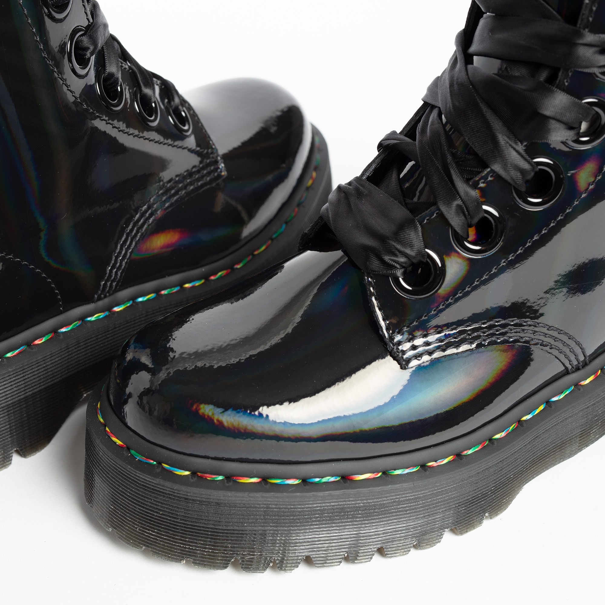 Dr. Martens Molly Rainbow veterboots zwart lak Lak afbeelding 4