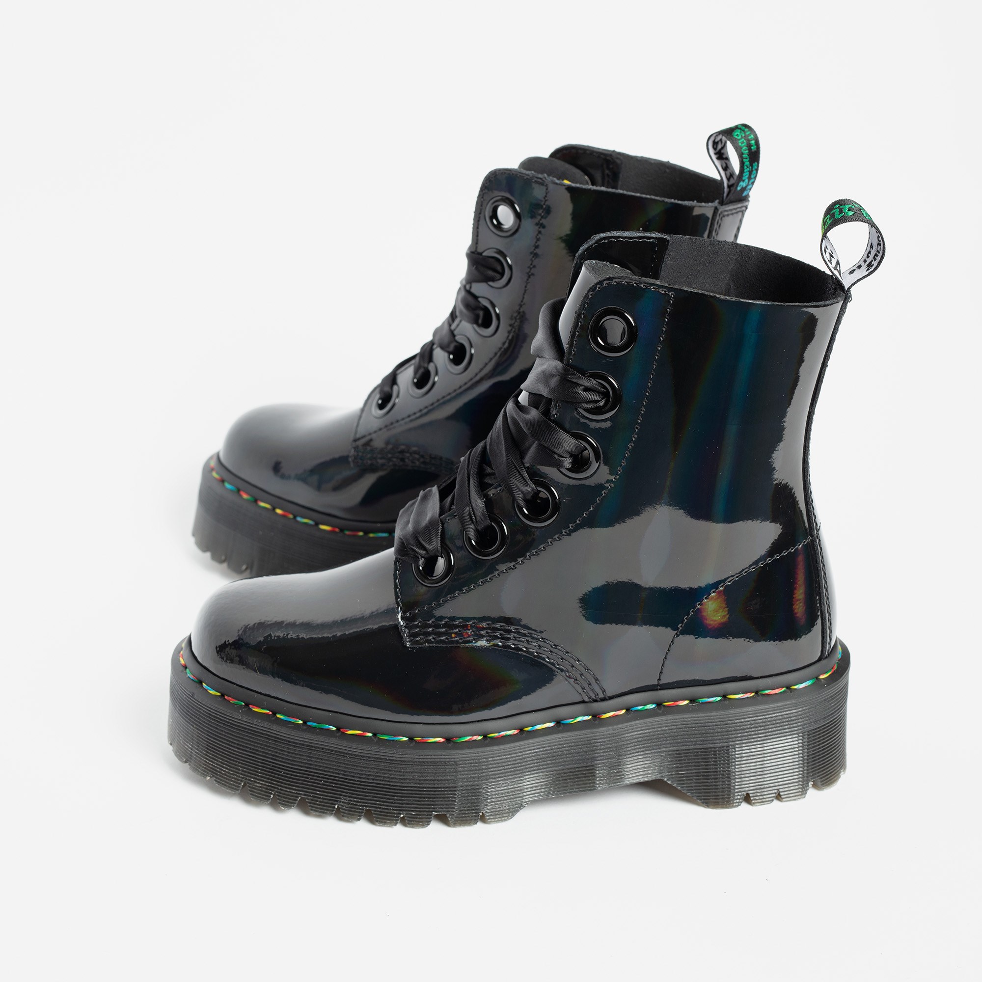 Dr. Martens Molly Rainbow veterboots zwart lak Lak afbeelding 3