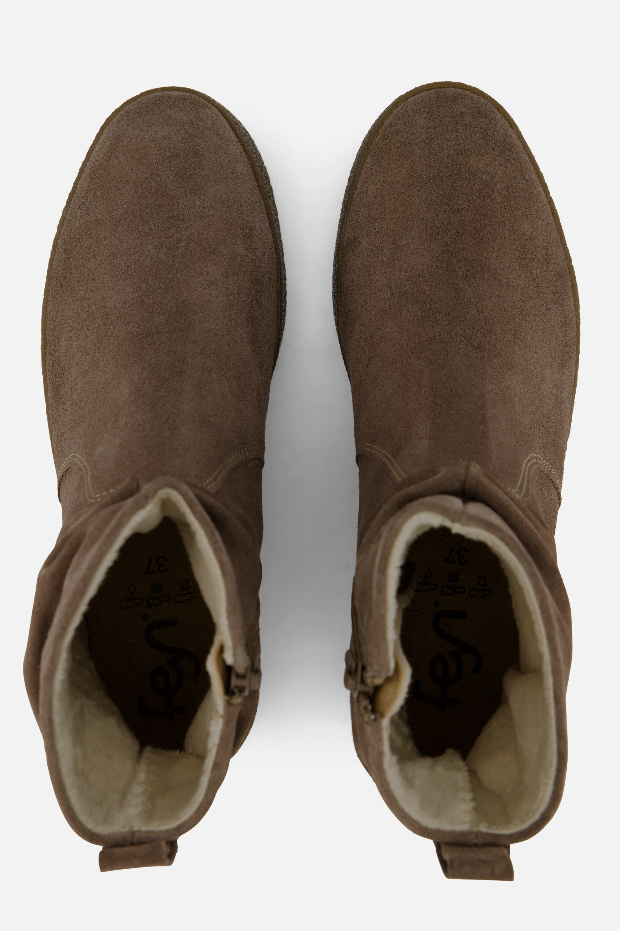 Feyn Marina Enkellaarsjes taupe Suede afbeelding 2