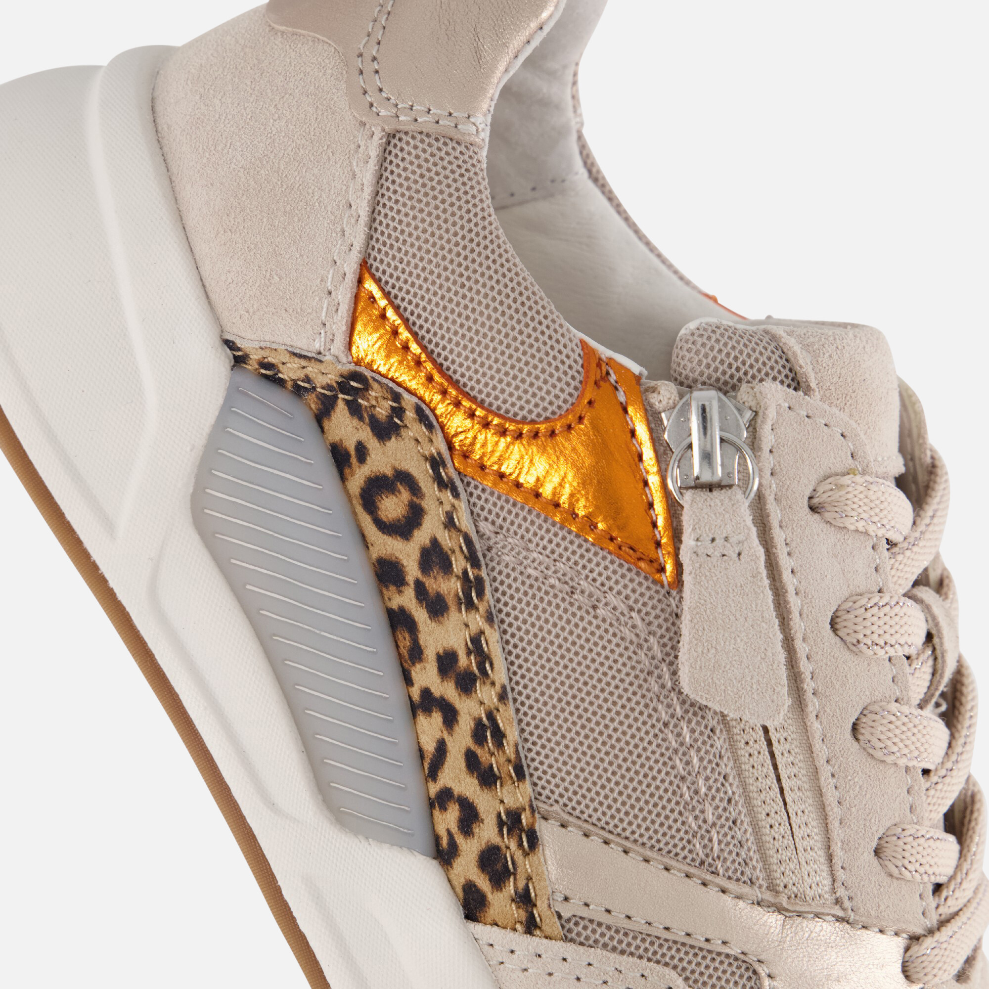 Gabor Leopard Rollingsoft Sneakers beige Textiel afbeelding 4
