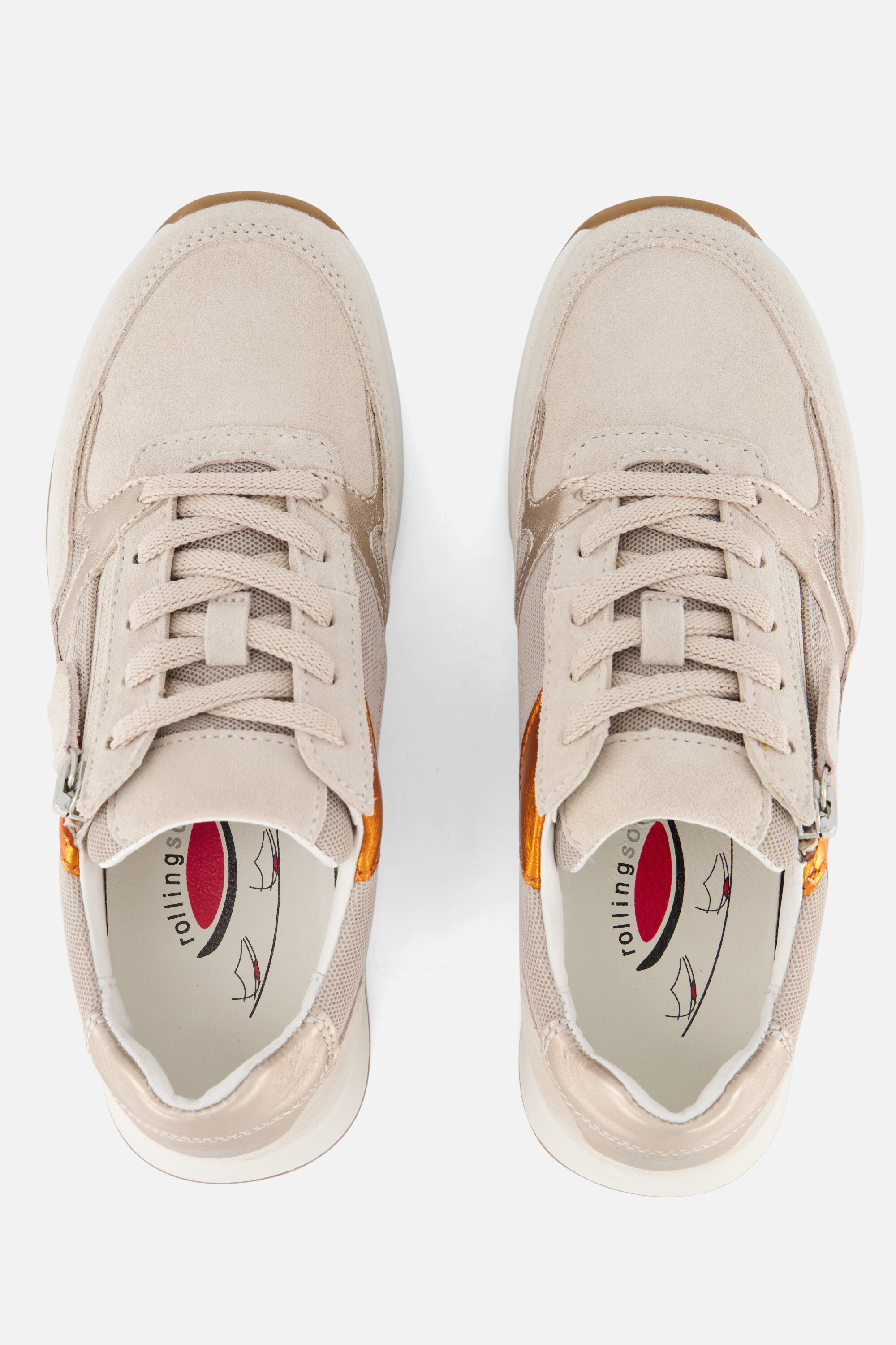 Gabor Leopard Rollingsoft Sneakers beige Textiel afbeelding 2