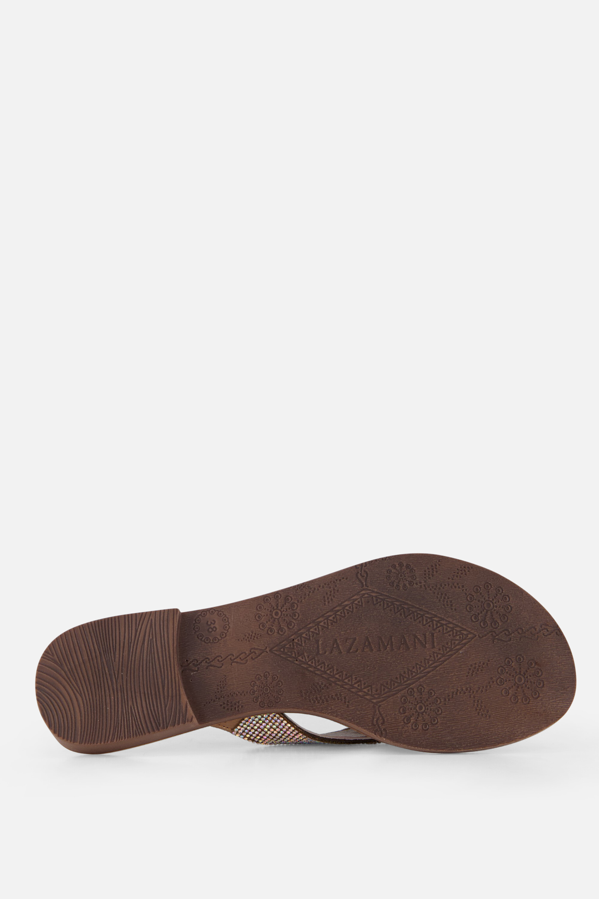 Lazamani Rainbow Slippers zilver Leer afbeelding 3
