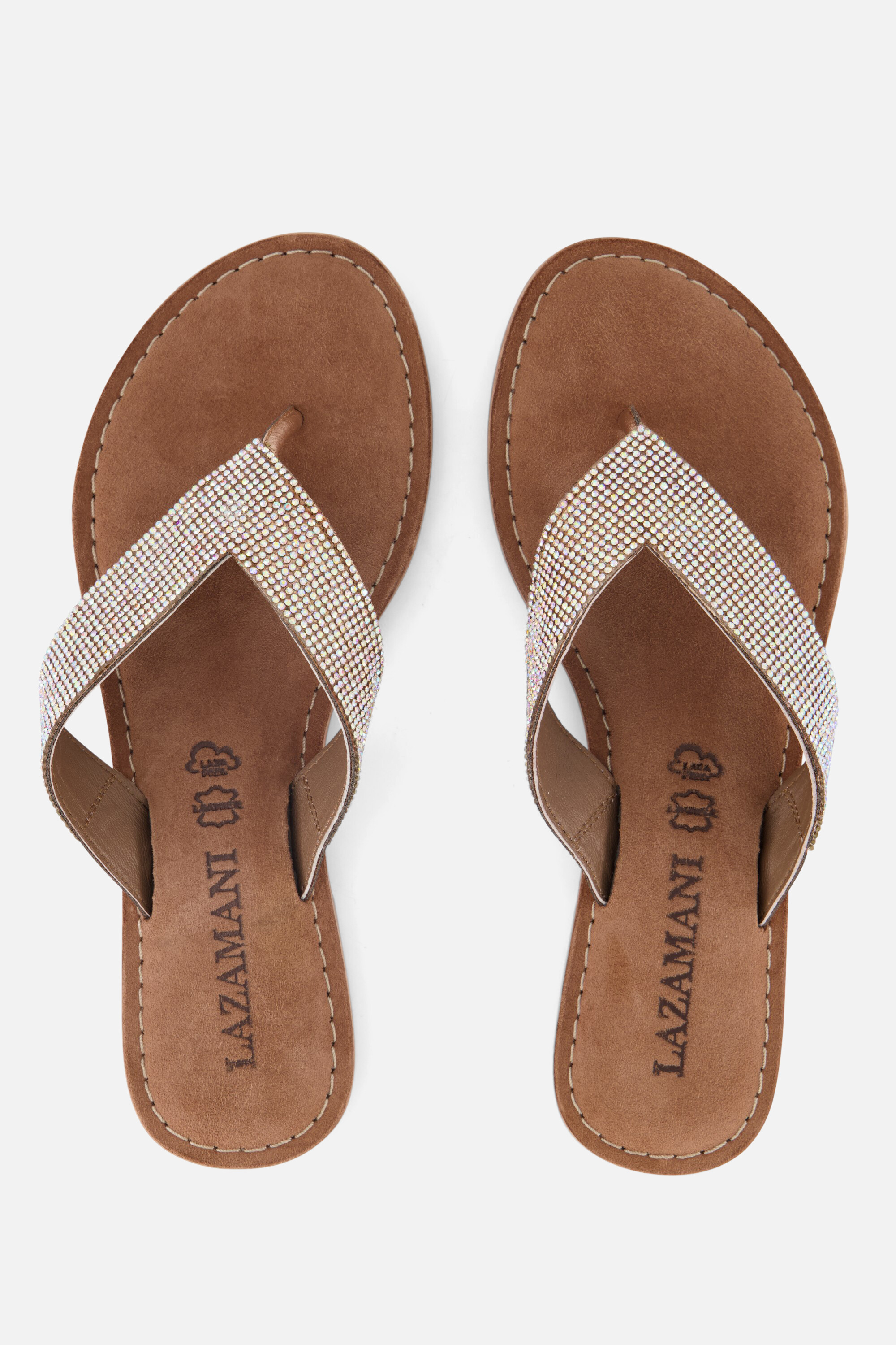 Lazamani Rainbow Slippers zilver Leer afbeelding 2