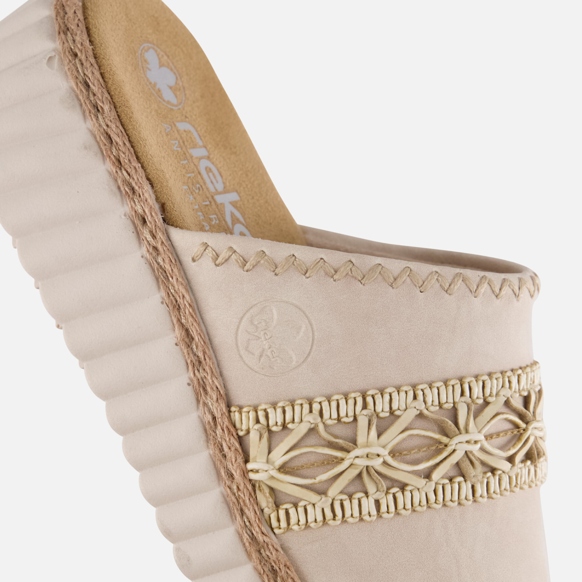 Rieker Slippers beige Textiel afbeelding 3