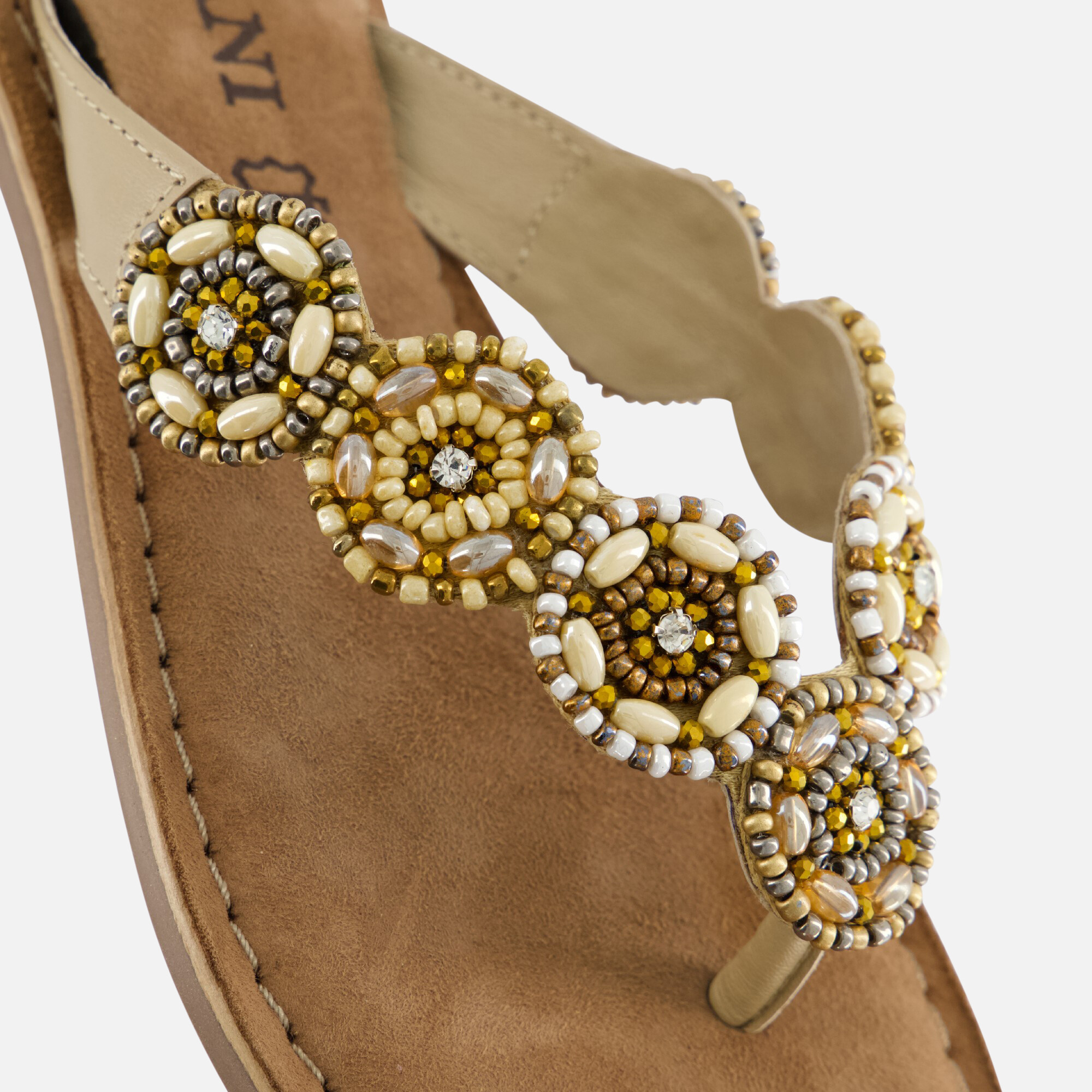Lazamani Slippers beige Leer afbeelding 3