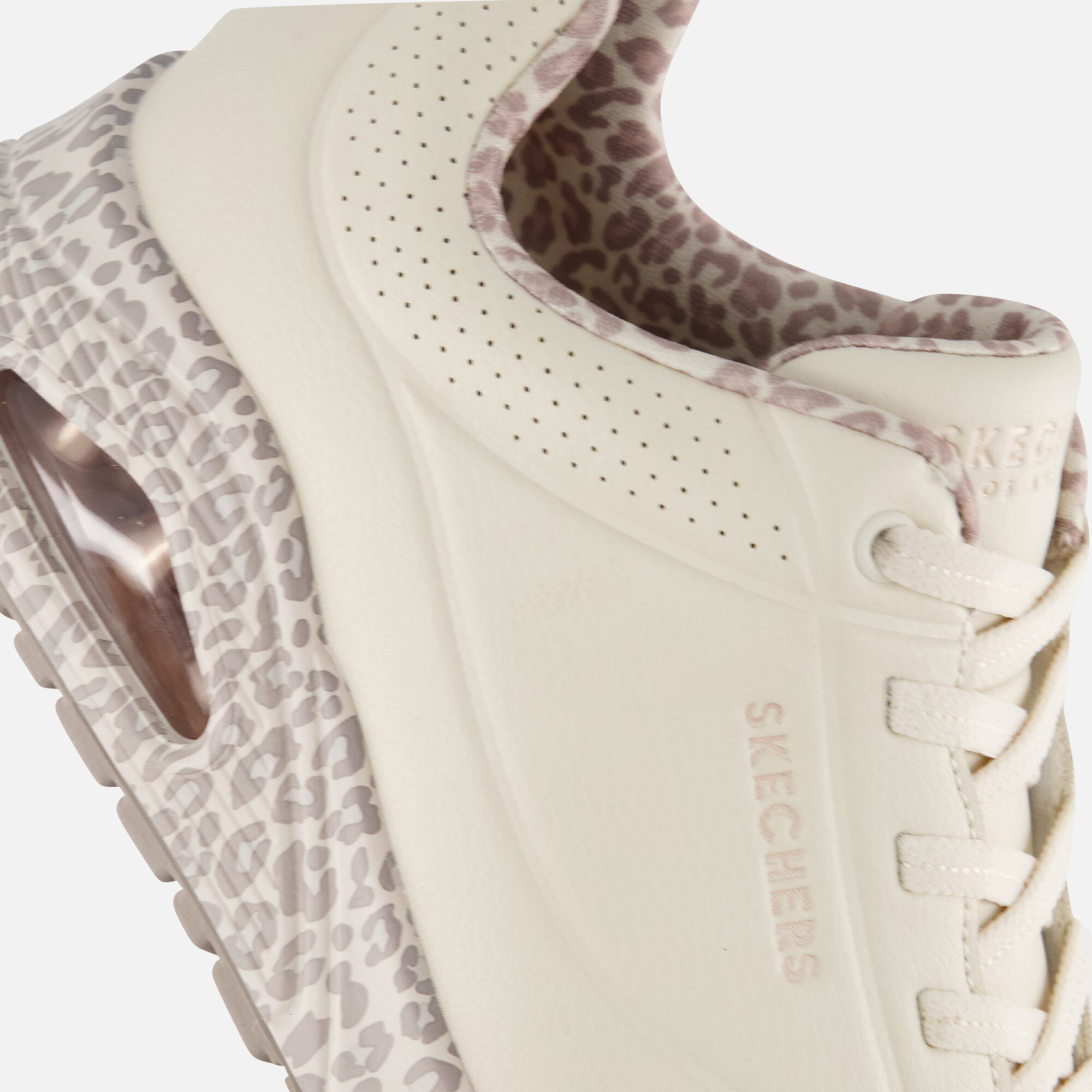 Skechers Uno Leopard Sneakers wit Textiel afbeelding 4
