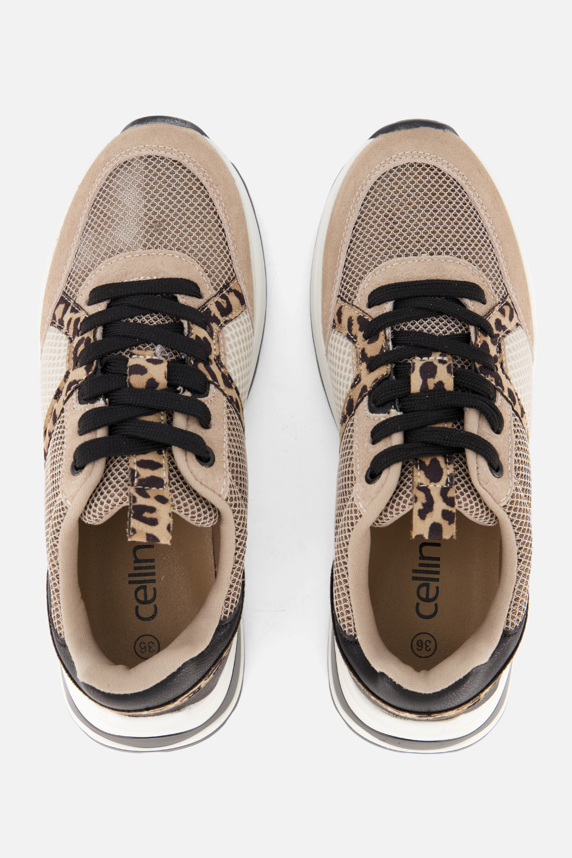 Cellini Leopard Sneakers beige Textiel afbeelding 2