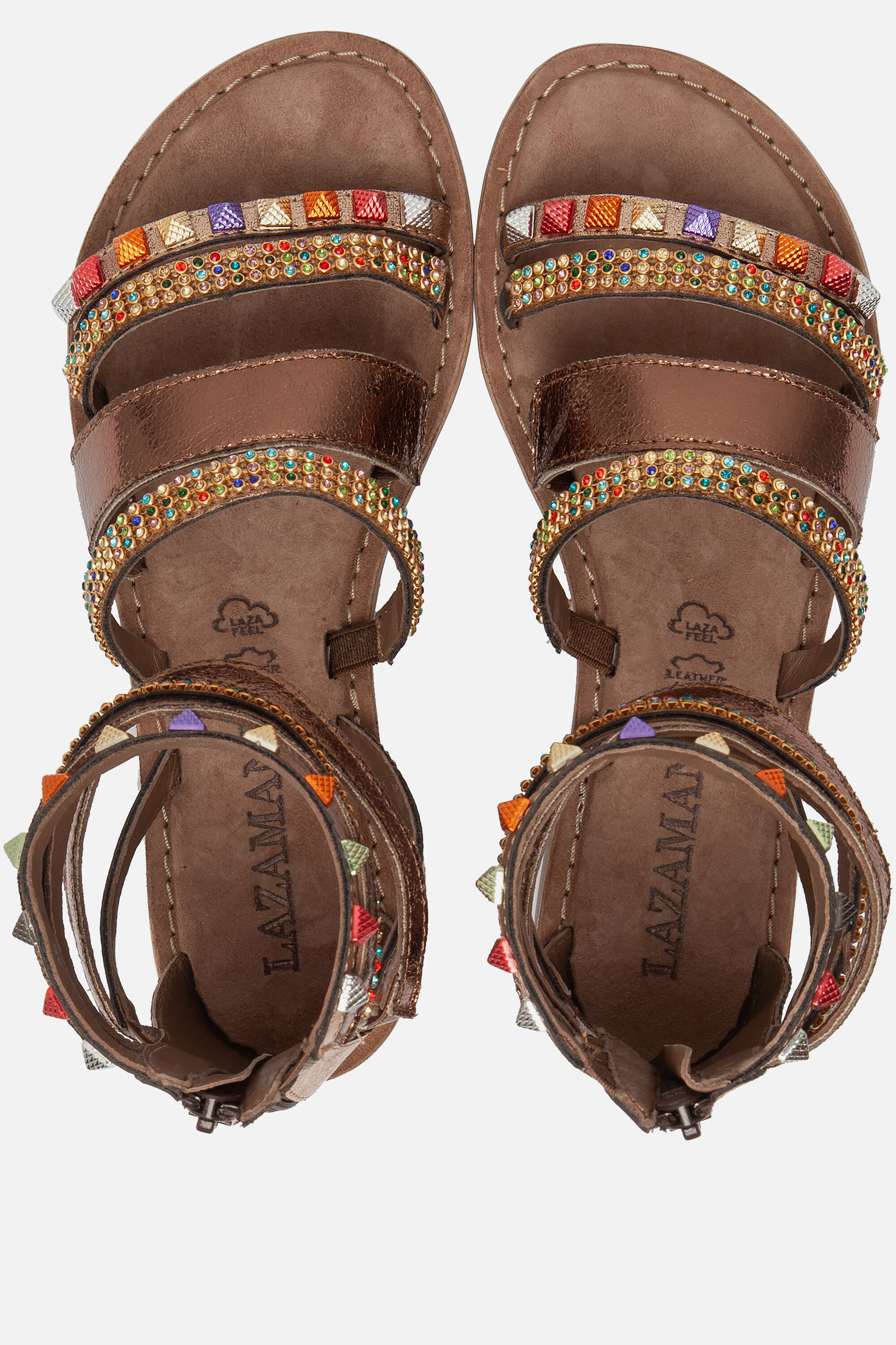 Lazamani Sandalen brons Leer afbeelding 2
