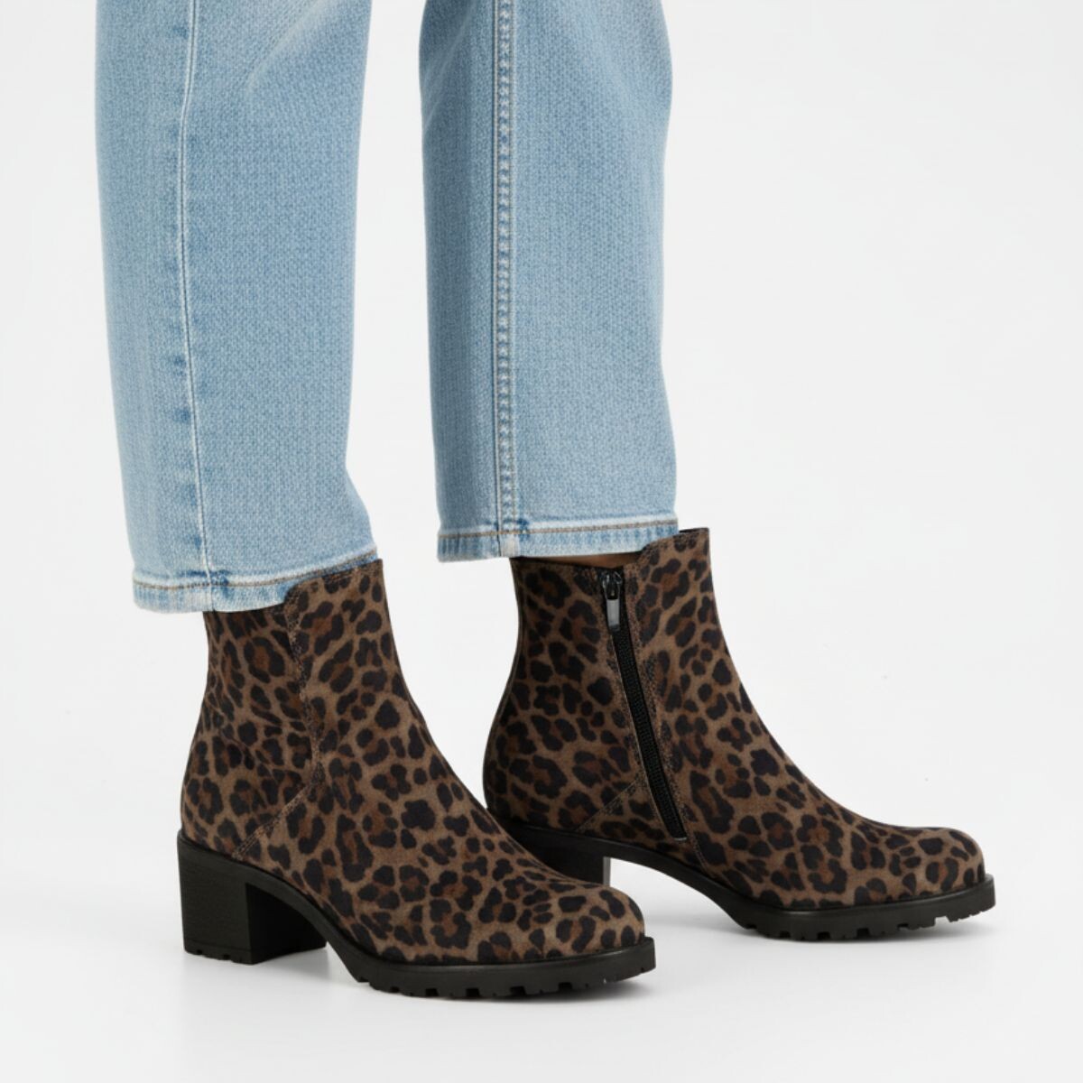 Gabor Leopard Enkellaarsjes bruin Suede