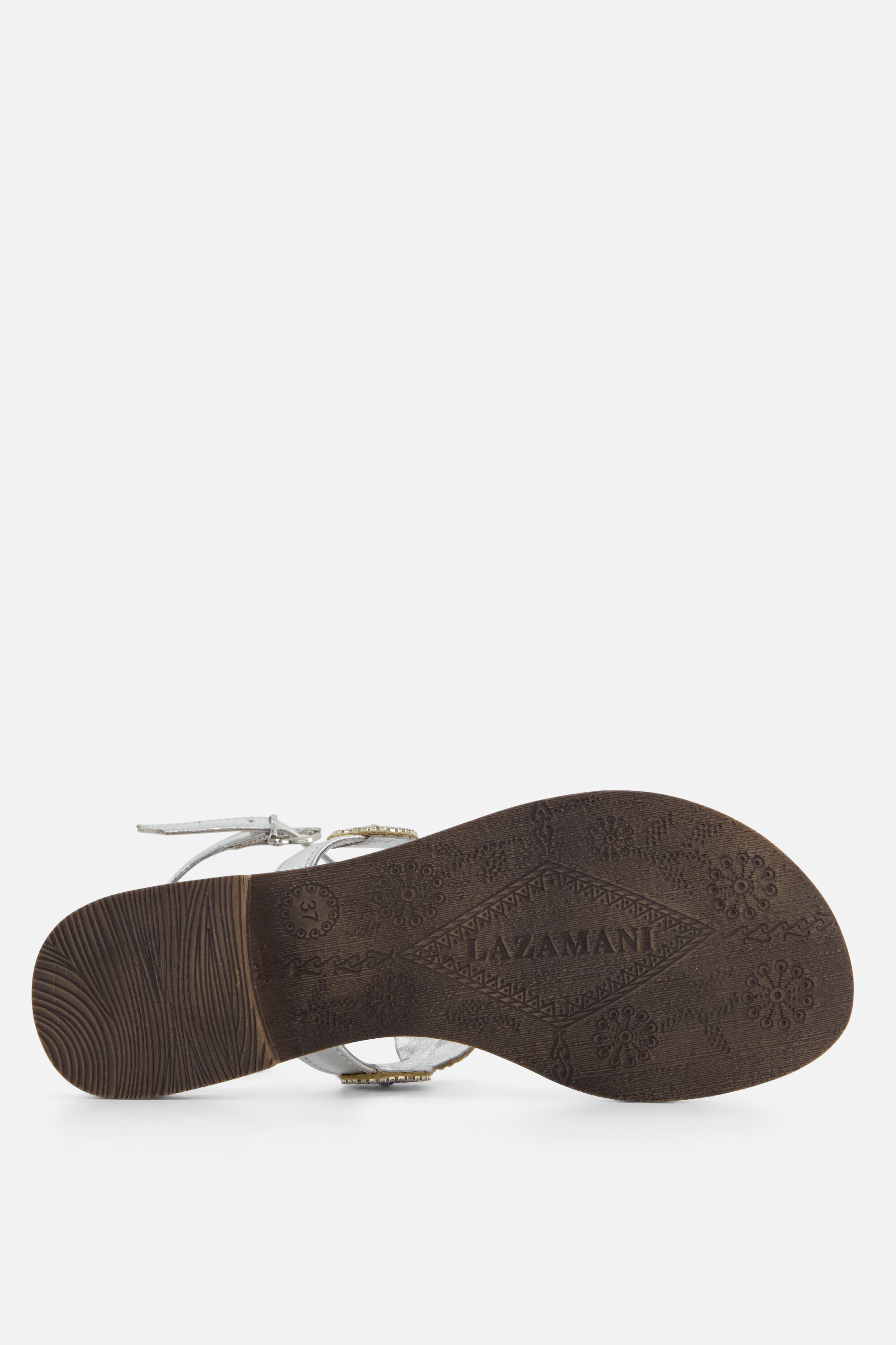 Lazamani Sandalen zilver Leer afbeelding 2