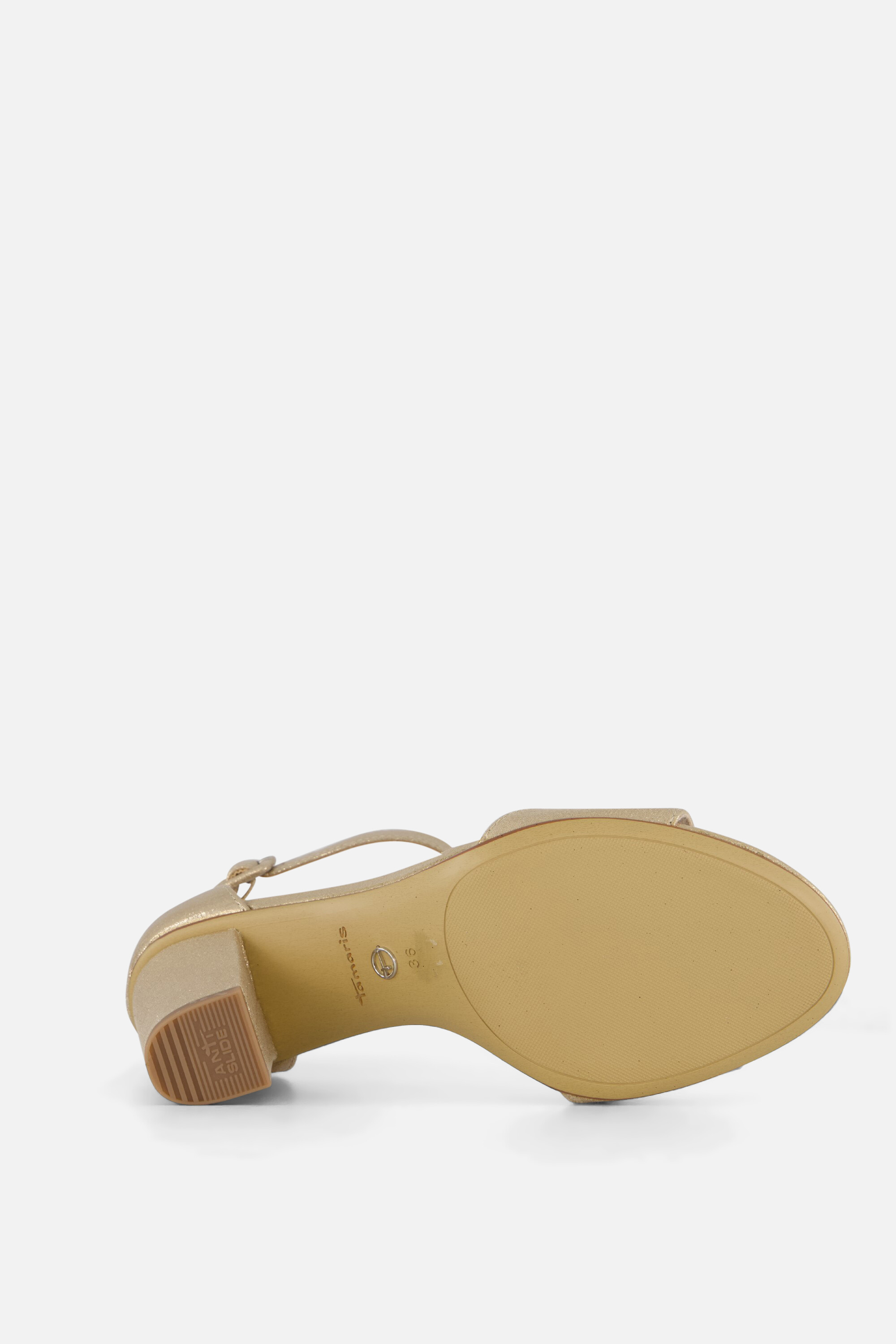 Tamaris Sandalen met hak goud Textiel afbeelding 3